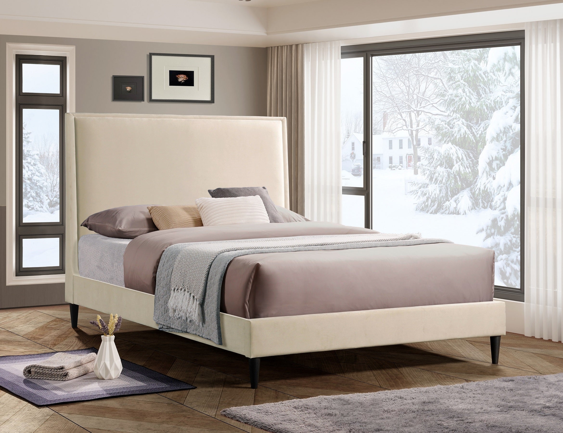 Image of if-5572 - queen or king bed - platform bed includes mattress support.