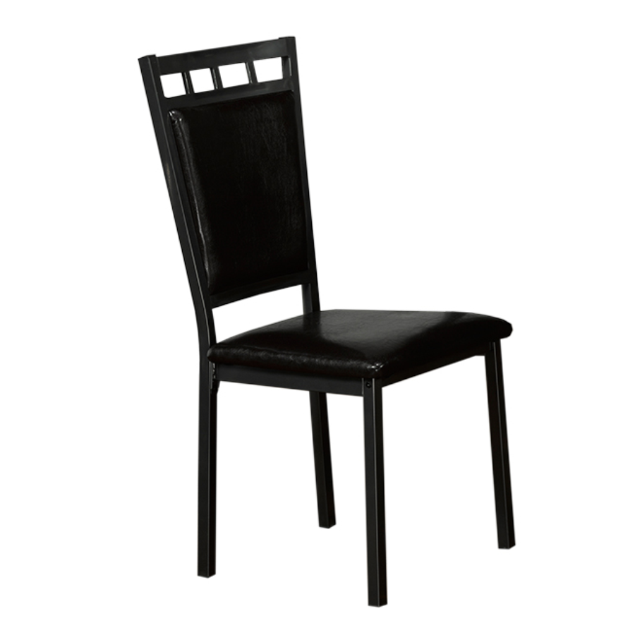 Image of c-1231: 02 gun metal with black pu seats dining chair.