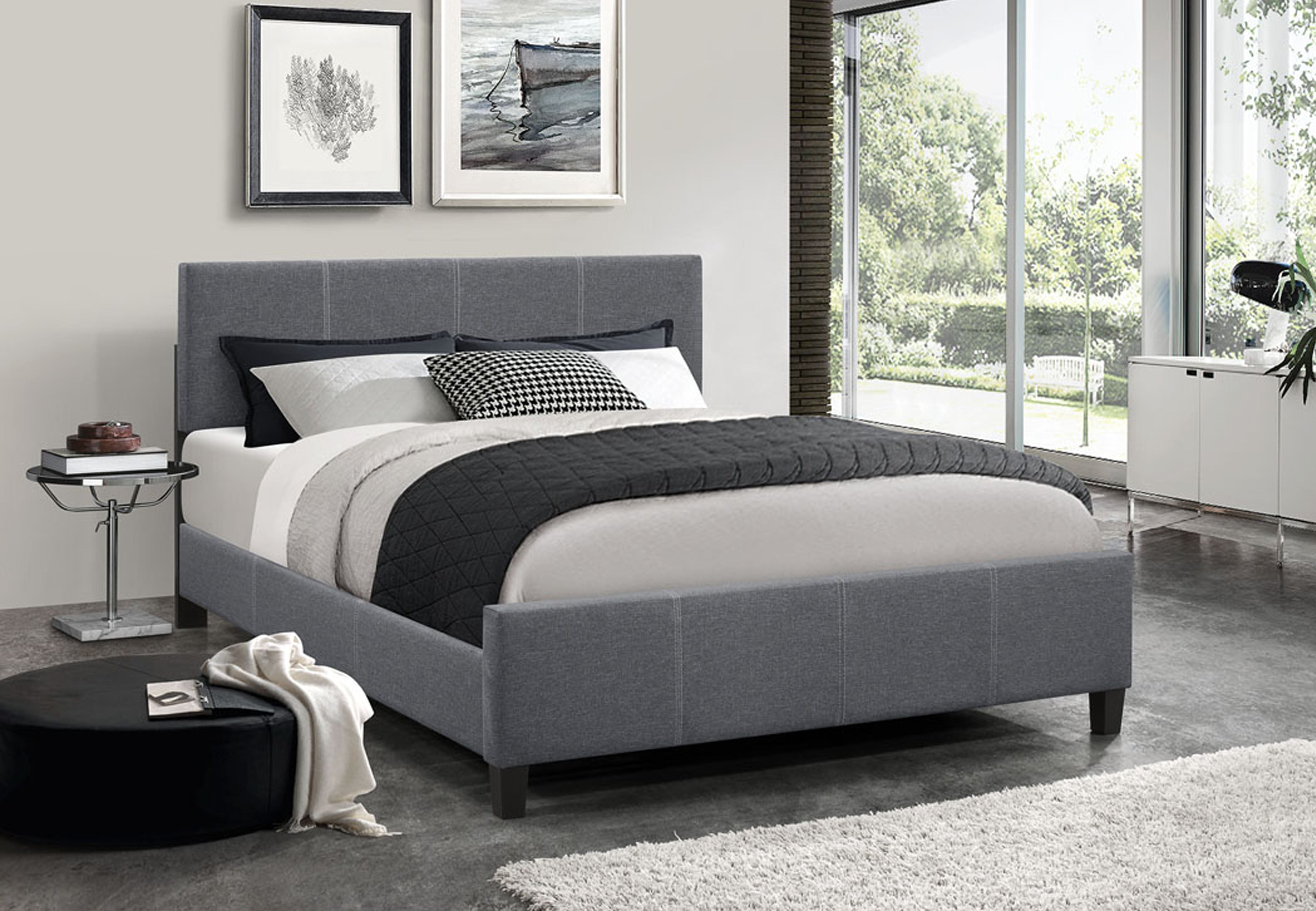 Image of if-5430 - single or double or queen bed - platform bed includes mattress support.
