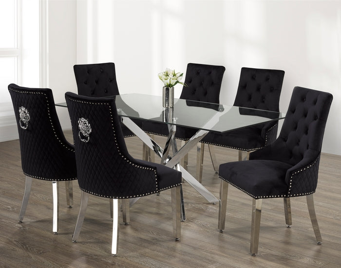 Black Velvet/ Polished Chrome Dinette Set – T-1448 C-1251