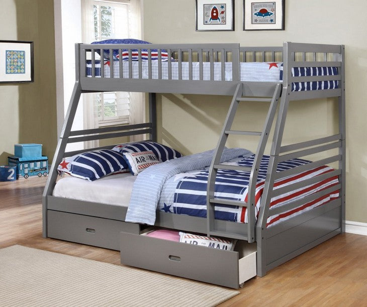 Made from Solid Wood and Wood Veneers Bunk Bed – B-117G (Single/Double)