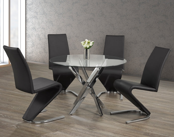 Chairs: ‘Z’ Shaped Black PU With Chrome Dinette Set – T-1447 C-1785