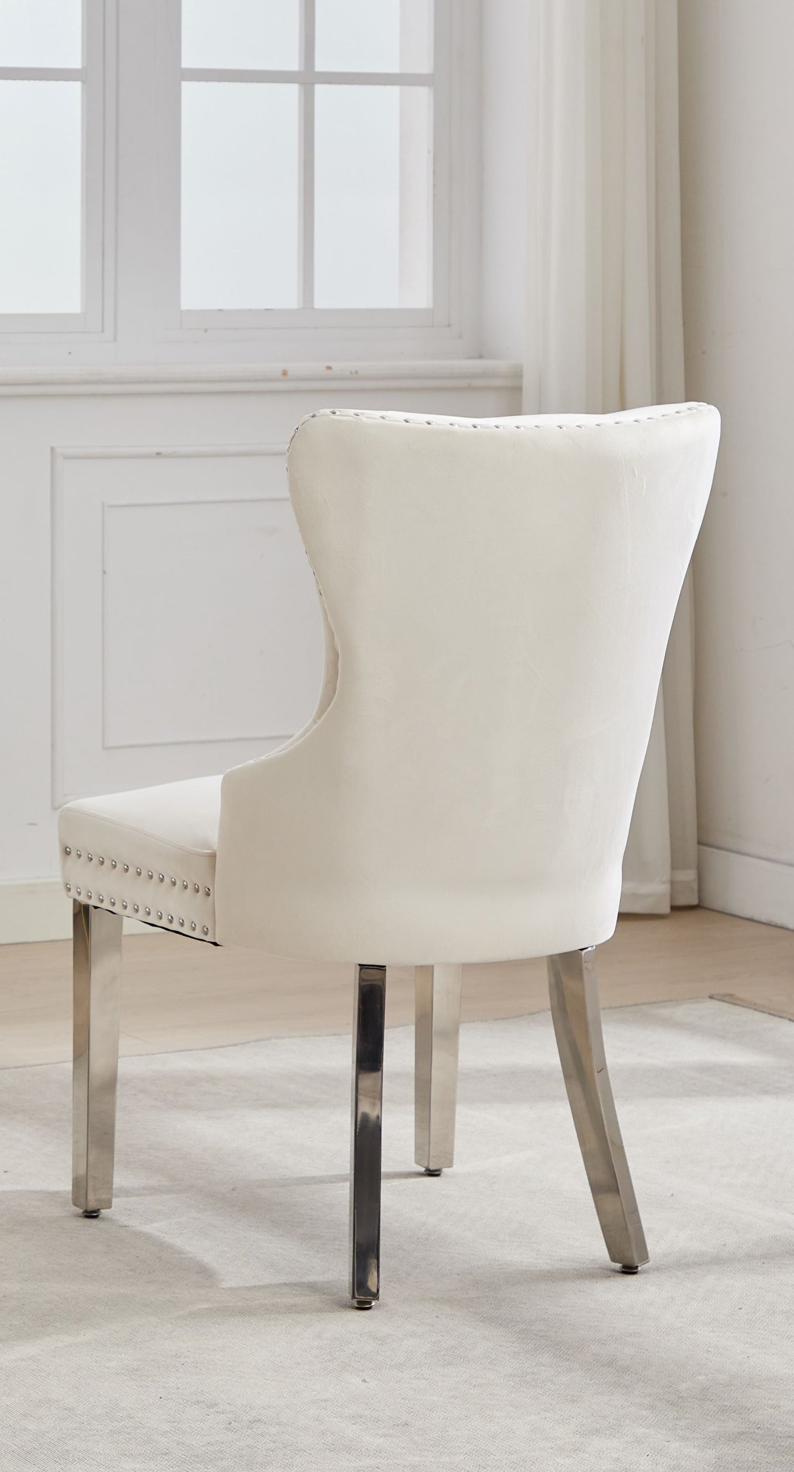 Soft-Touch Cream Velvet Accent Chair – C-1248