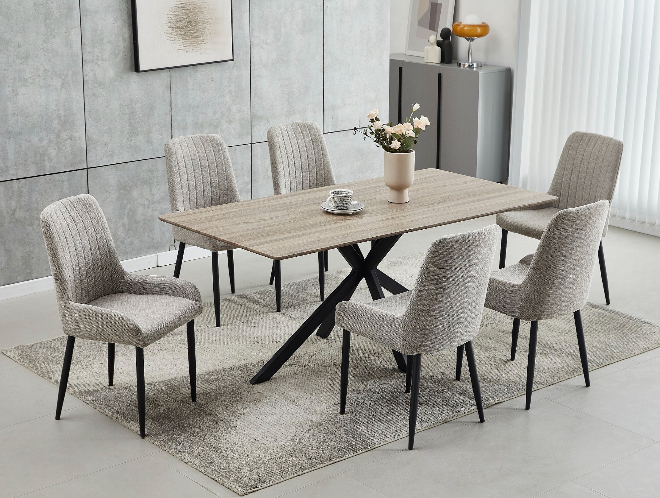 Table: Wood Top With Black Steel Legs Dinette Set – T-1510 C-1512