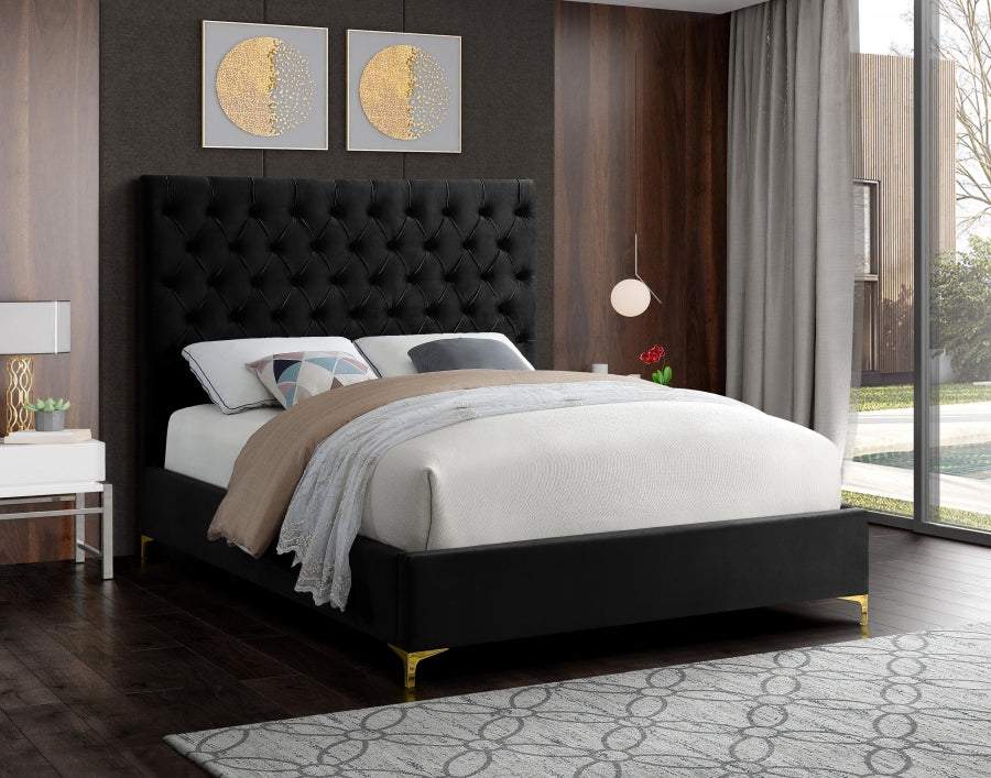 Black Tufted Bed with Chrome or Gold Legs – IF-5643 Chrome or Gold Legs