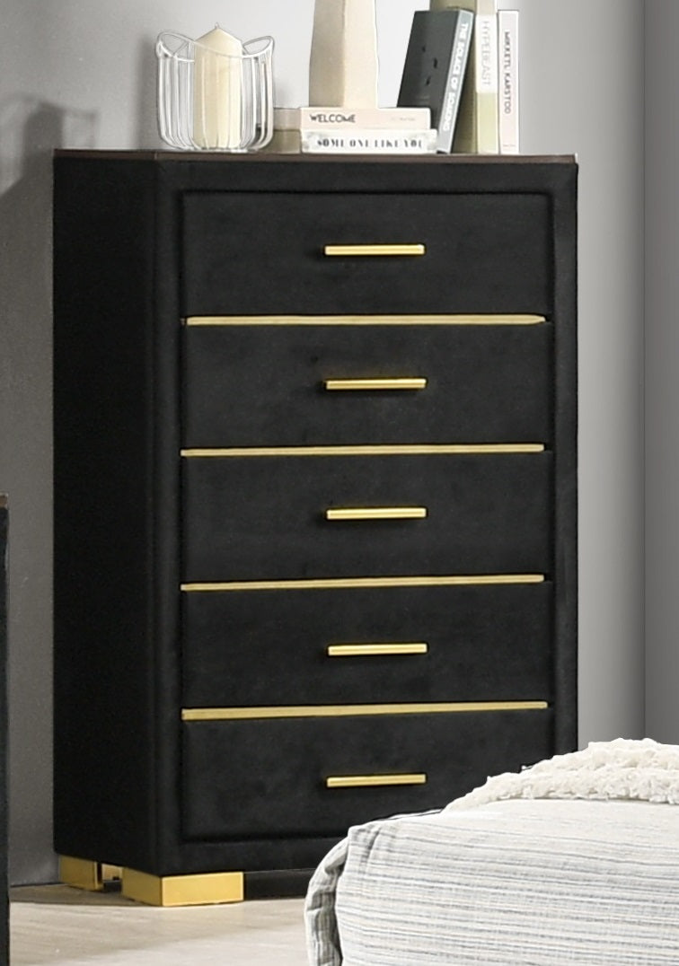 Madison Black Wingback Bedroom Set with Gold Accents – Madison/100