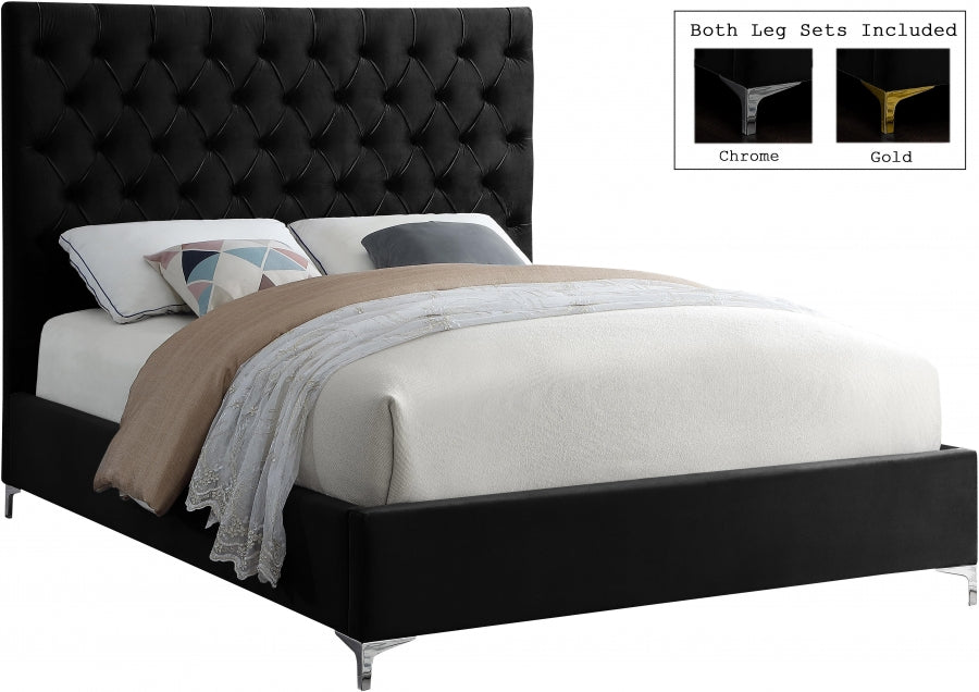 Black Tufted Bed with Chrome or Gold Legs – IF-5643 Chrome or Gold Legs