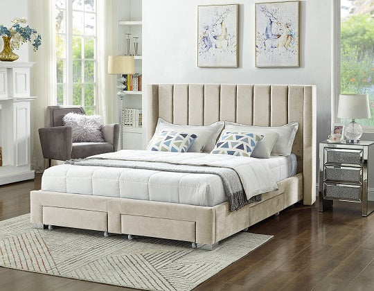Beige Wingback Storage Bed – IF-5312