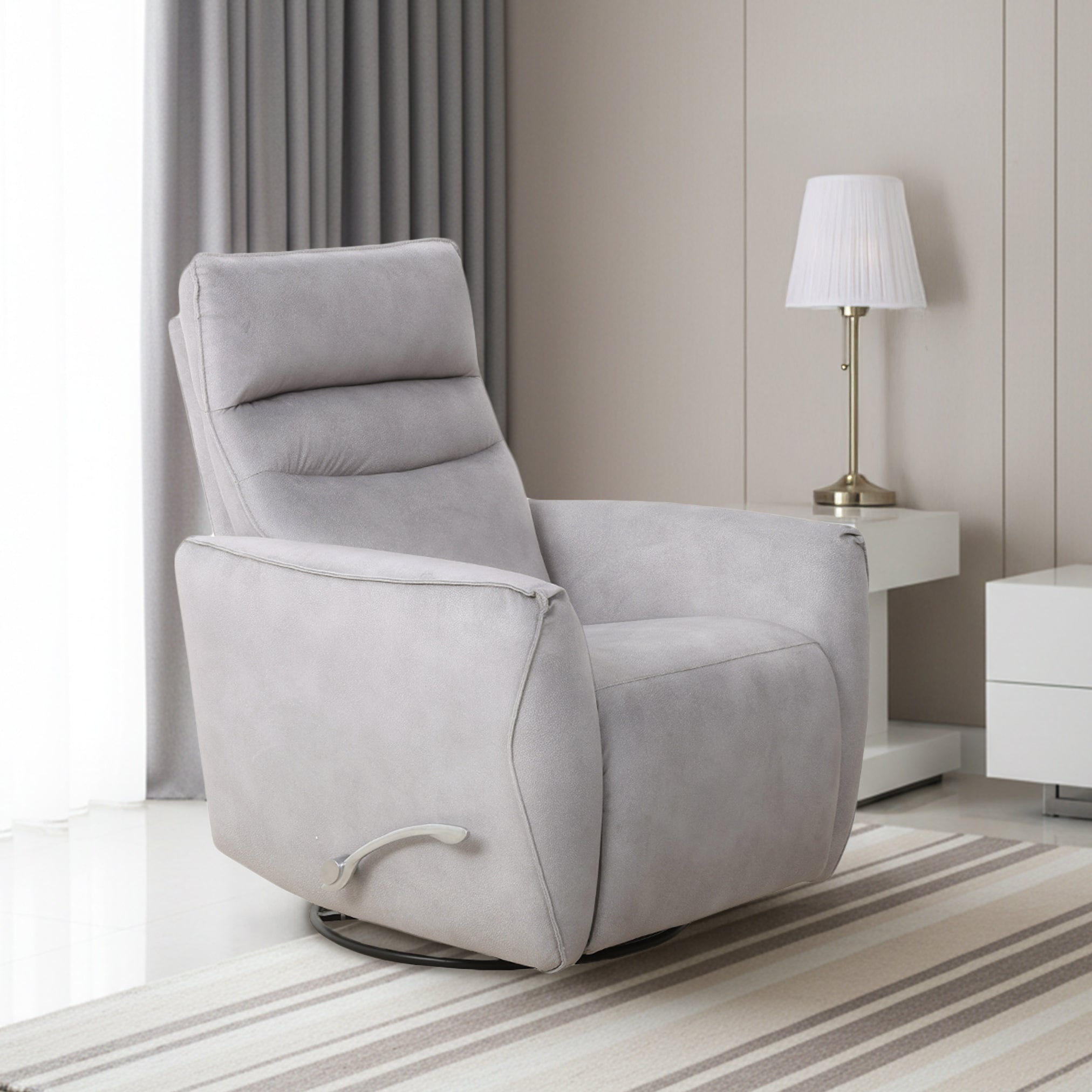Light Grey Fabric Swivel Glider Recliner – IF-6327-M Recliner