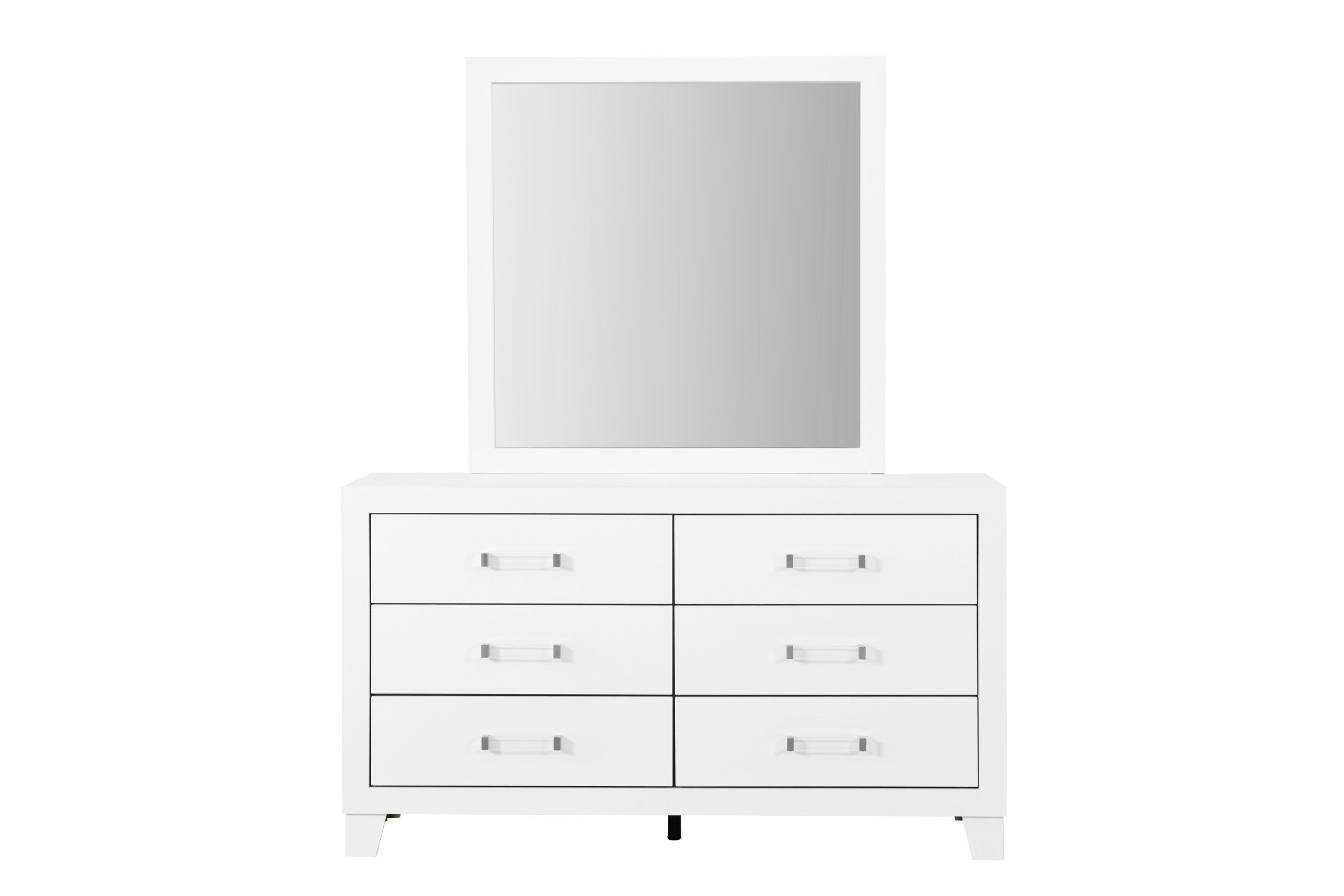 Sleek White Finish with minimalist appeal Dresser & Mirror Set – Luccia-White D/M