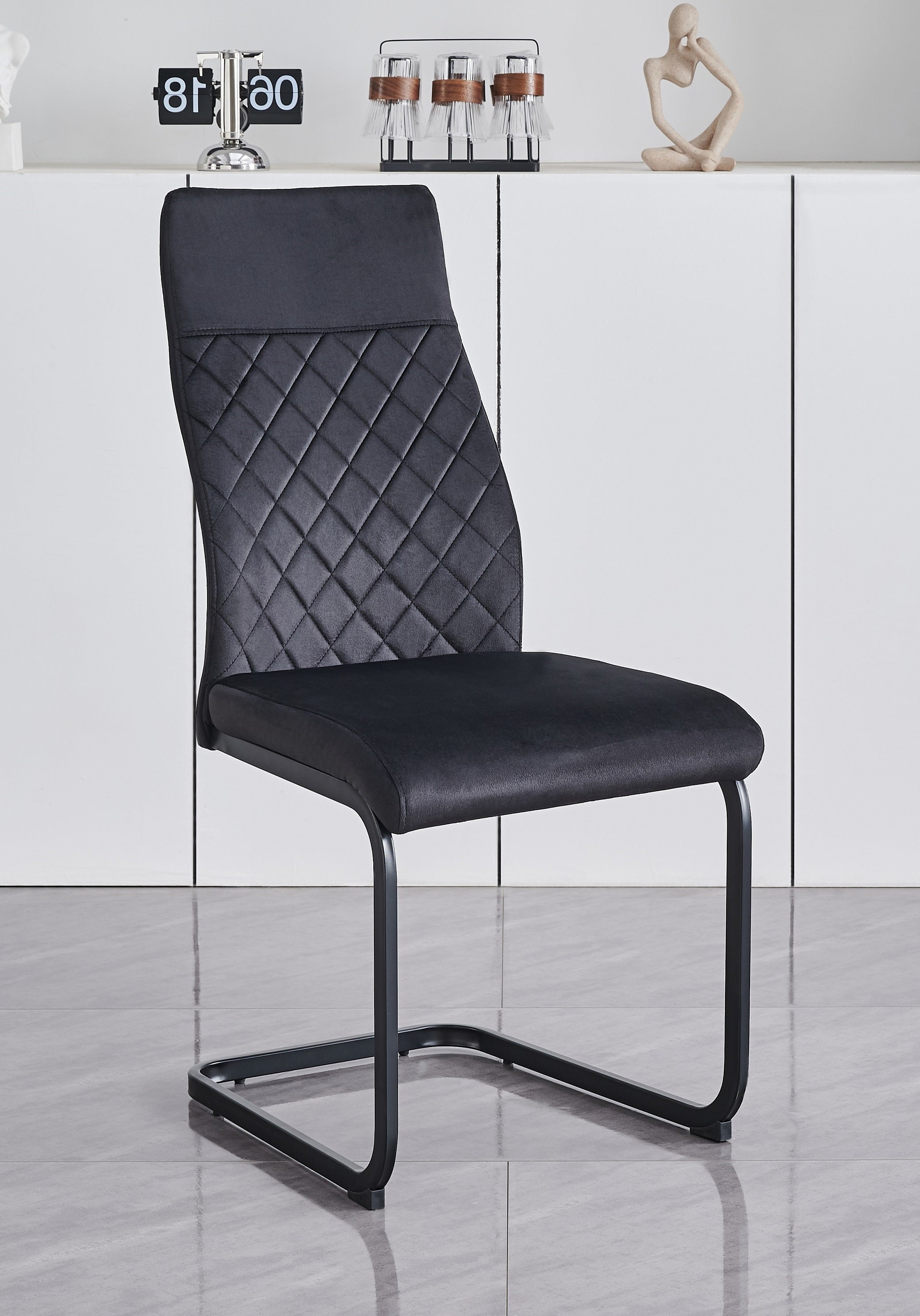 Extension Table: Grey Marble Veneer Top With X-Shape Black Steel Base Dinette Set – T-1570 C-1571