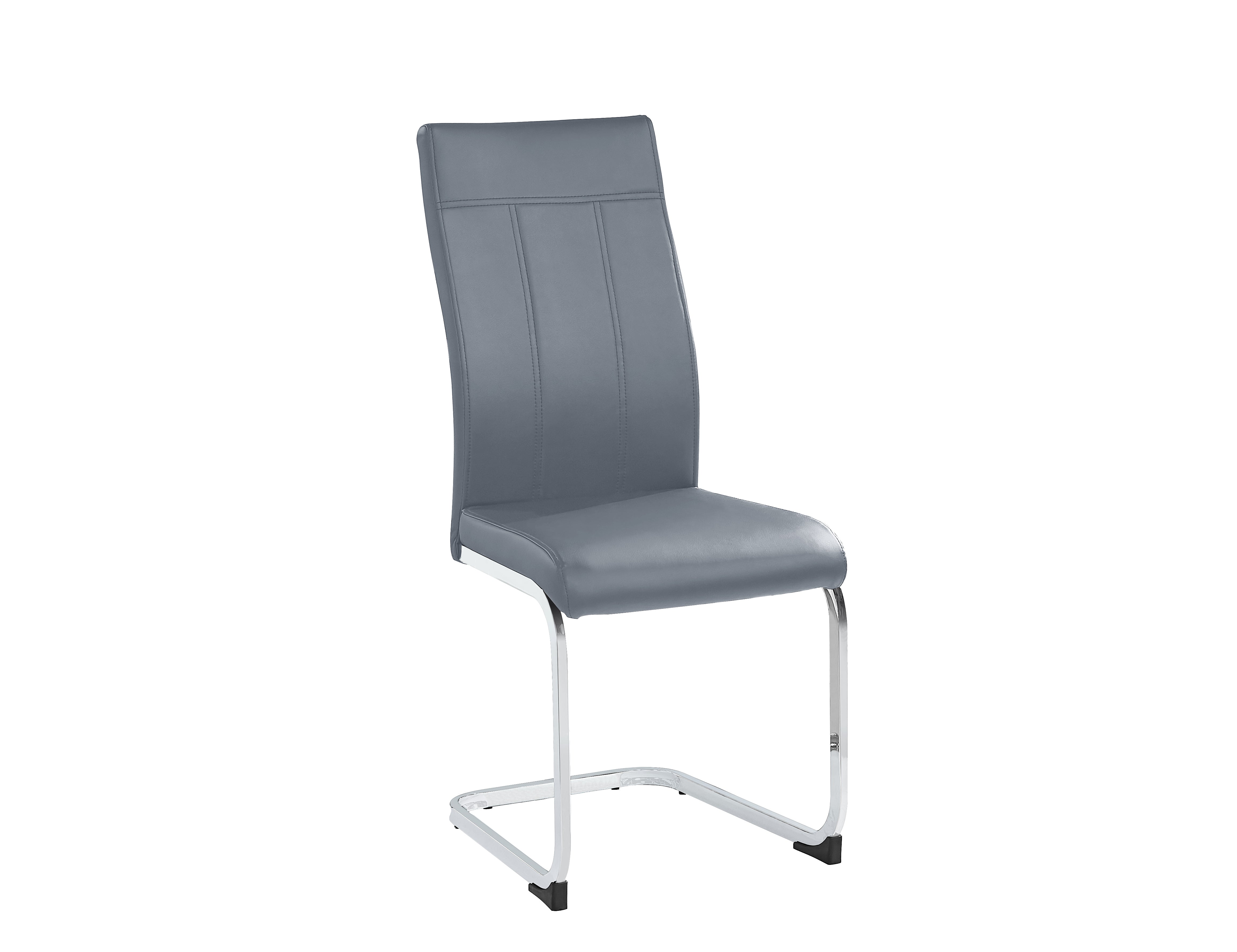 Image of c-1879: 06 grey pu with metal legs dining chair.
