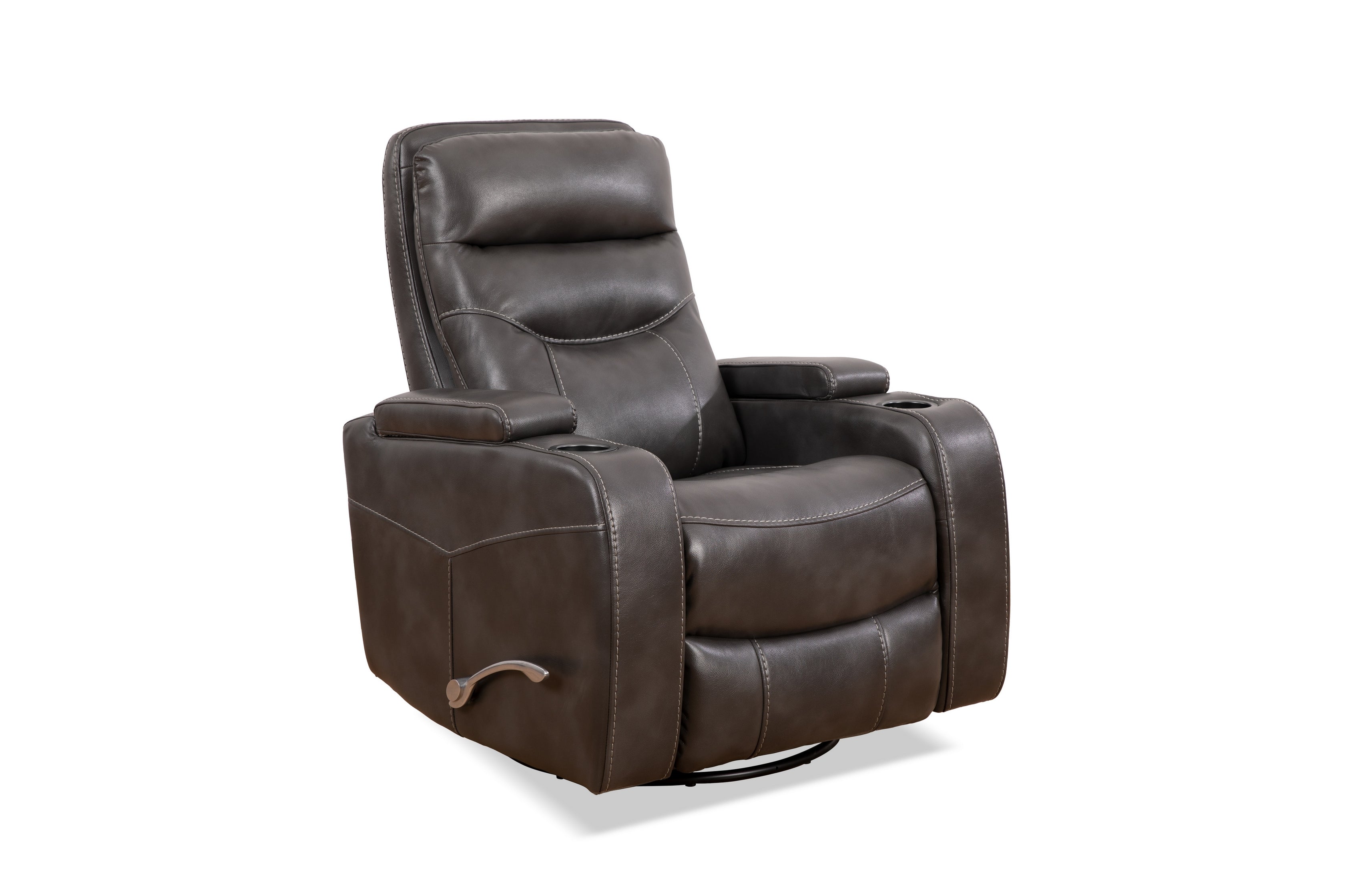 Grey Leather Power Recliner with Cupholder – IF-6312-M Recliner