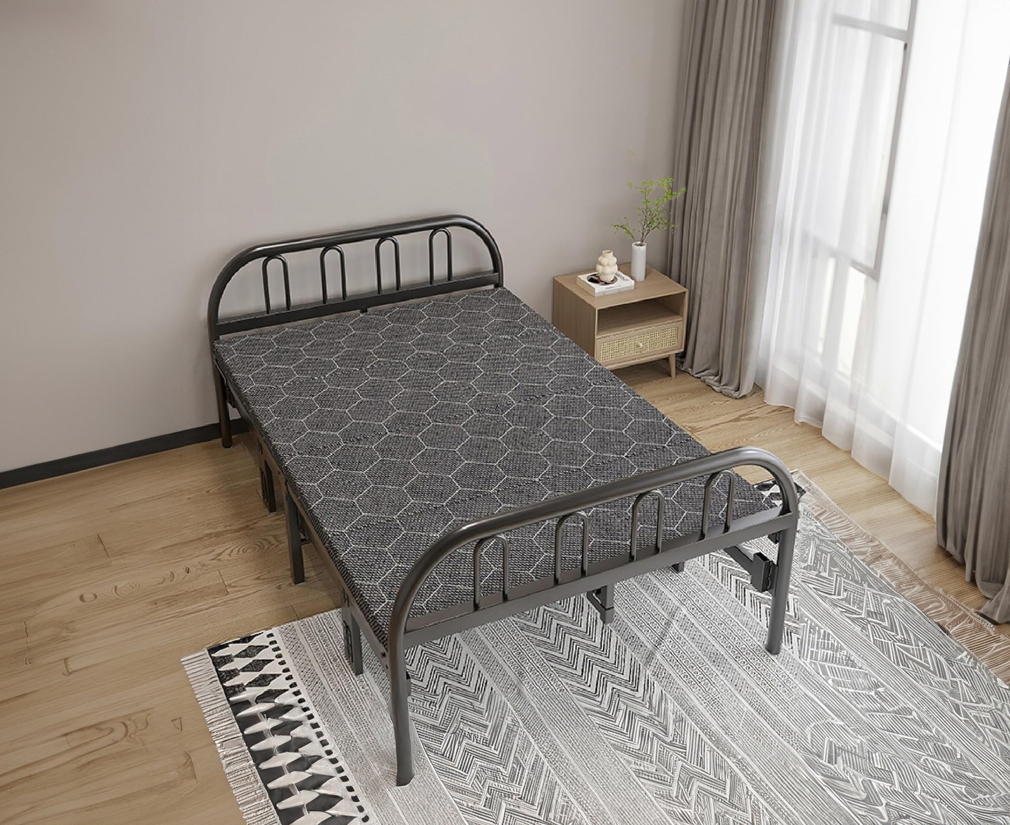 Guest-Ready in Seconds – Easy-fold frame sets up instantly for overnight visitors Folding Bed – I...