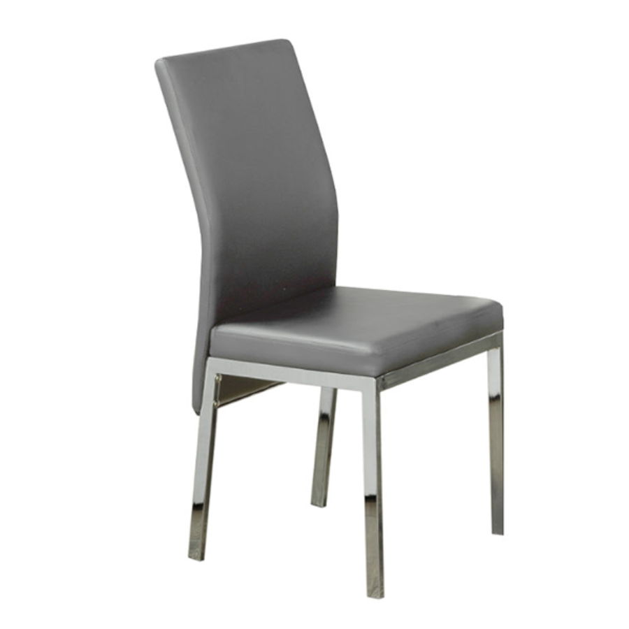 Grey Faux Leather Dining Chair with Chrome Legs – C-5065