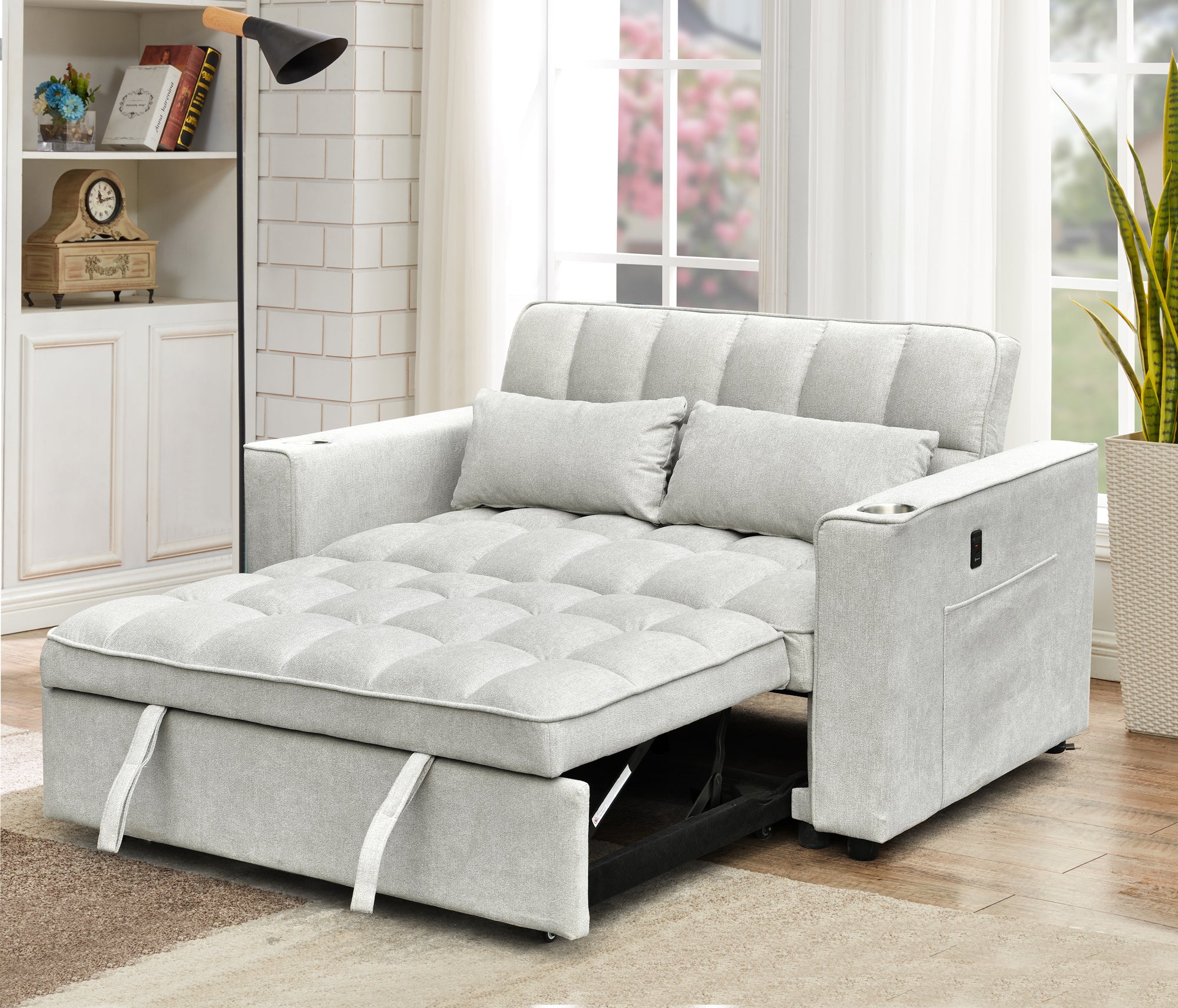 Ivory Pull-Out Loveseat Sofa Bed – IF-9028