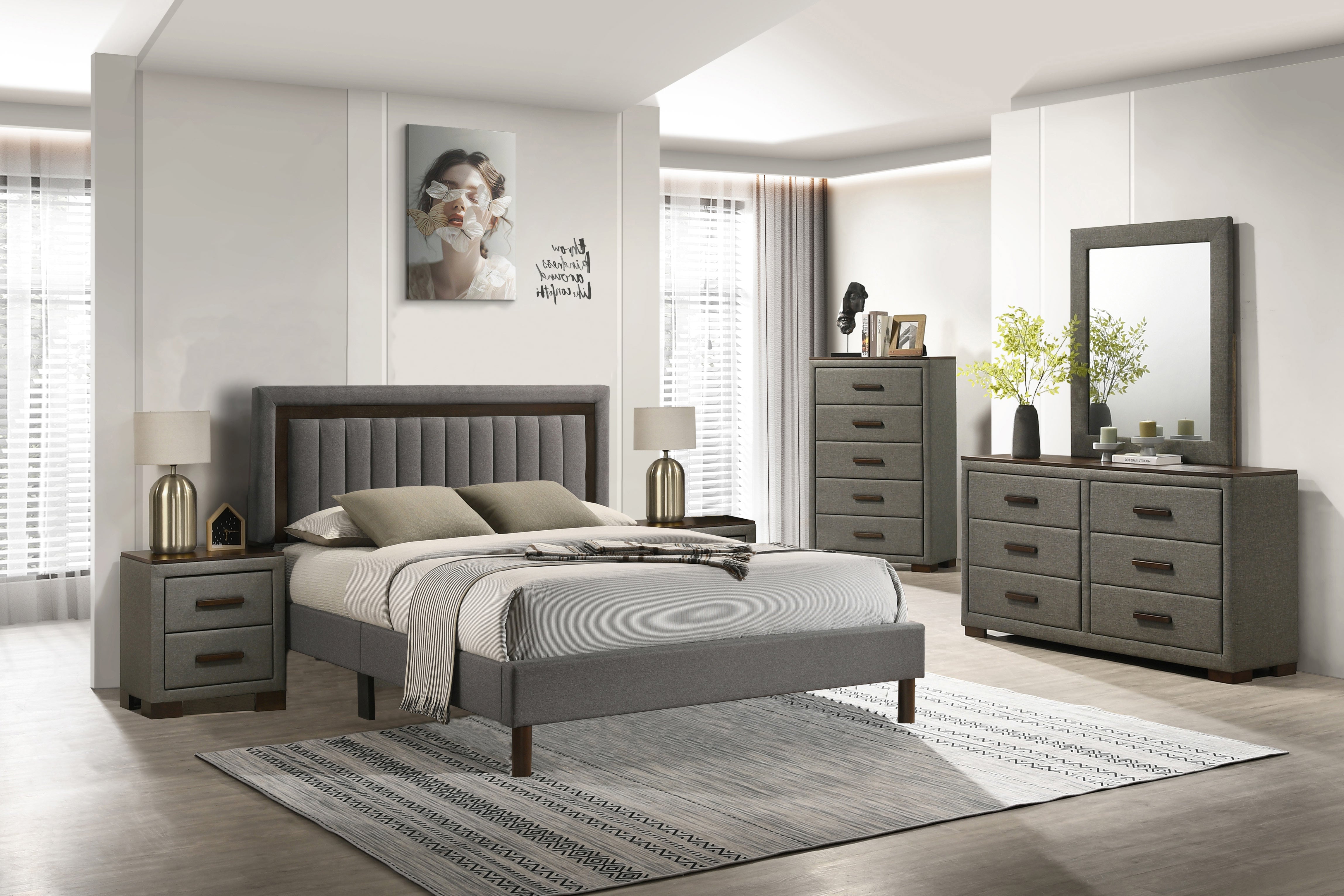 Grey Upholstered Bedroom Set – IF-180 Bedroom Set