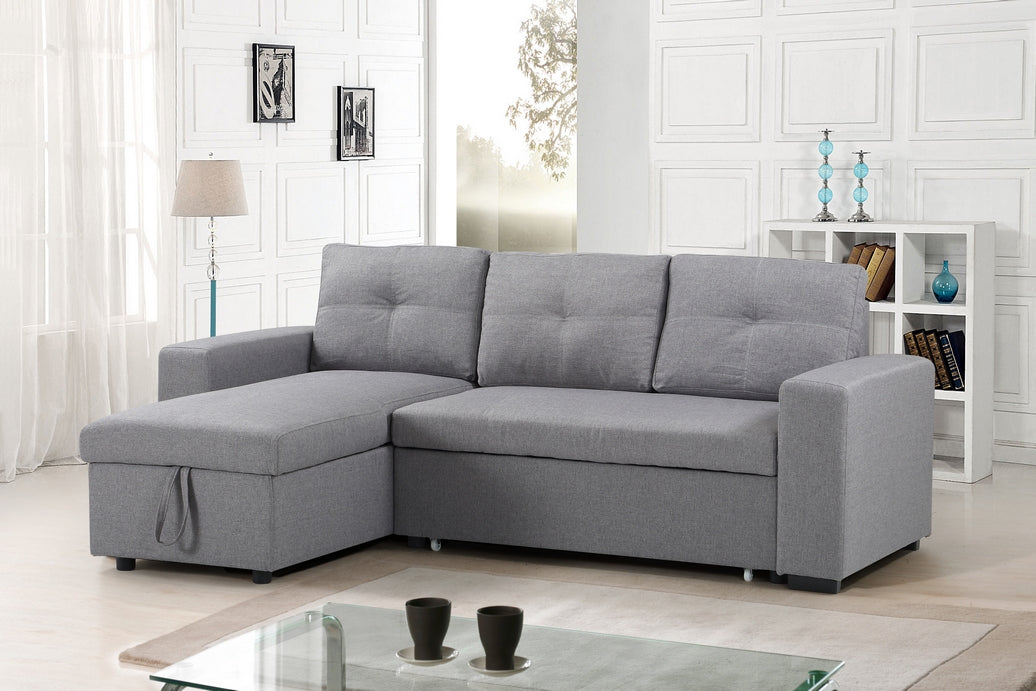 Light Grey Sleeper Sectional with Storage Chaise – IF-9031 W/Reversible Chaise
