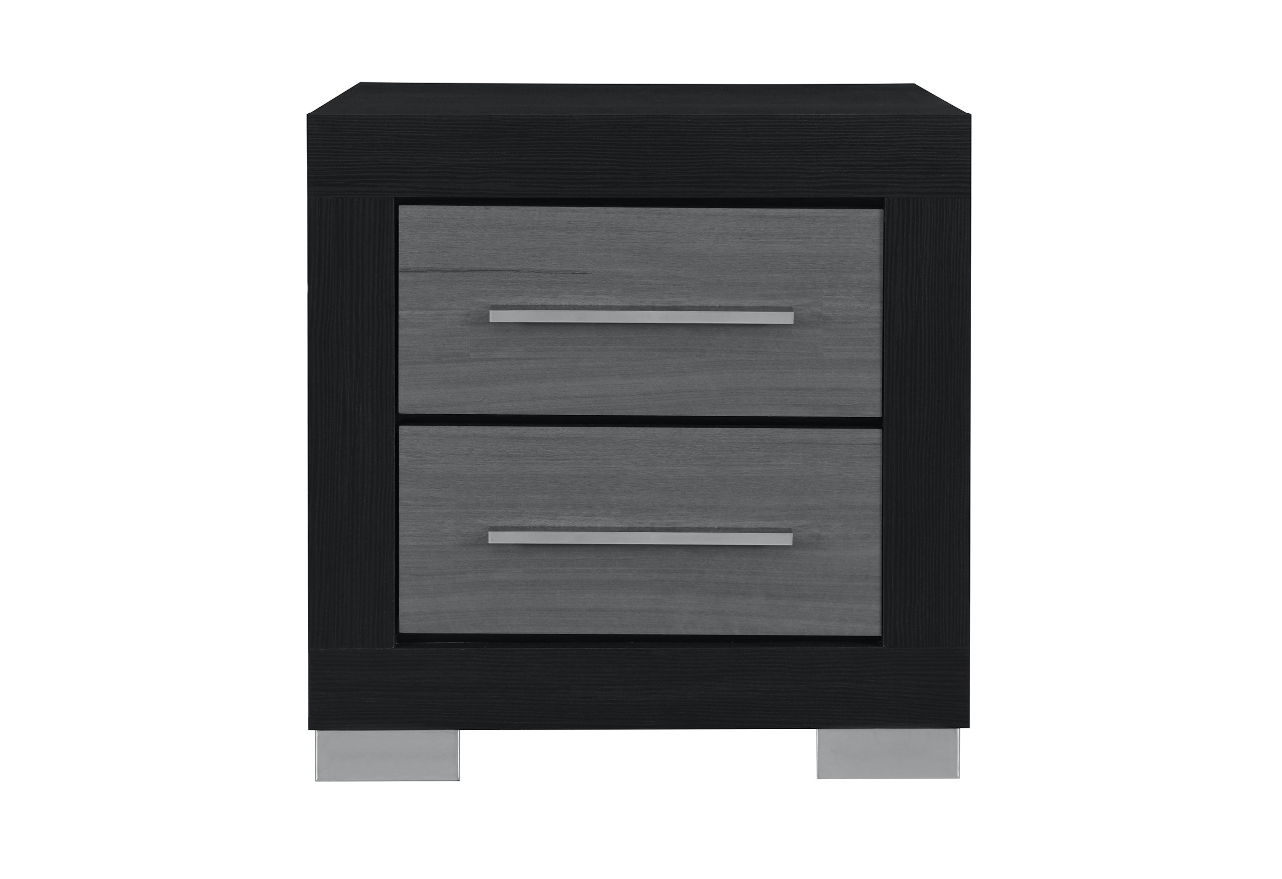 2 Spacious Pull-Out Drawers for Convenient Storage Night Stand – Emma (Black-Grey) Night Stand