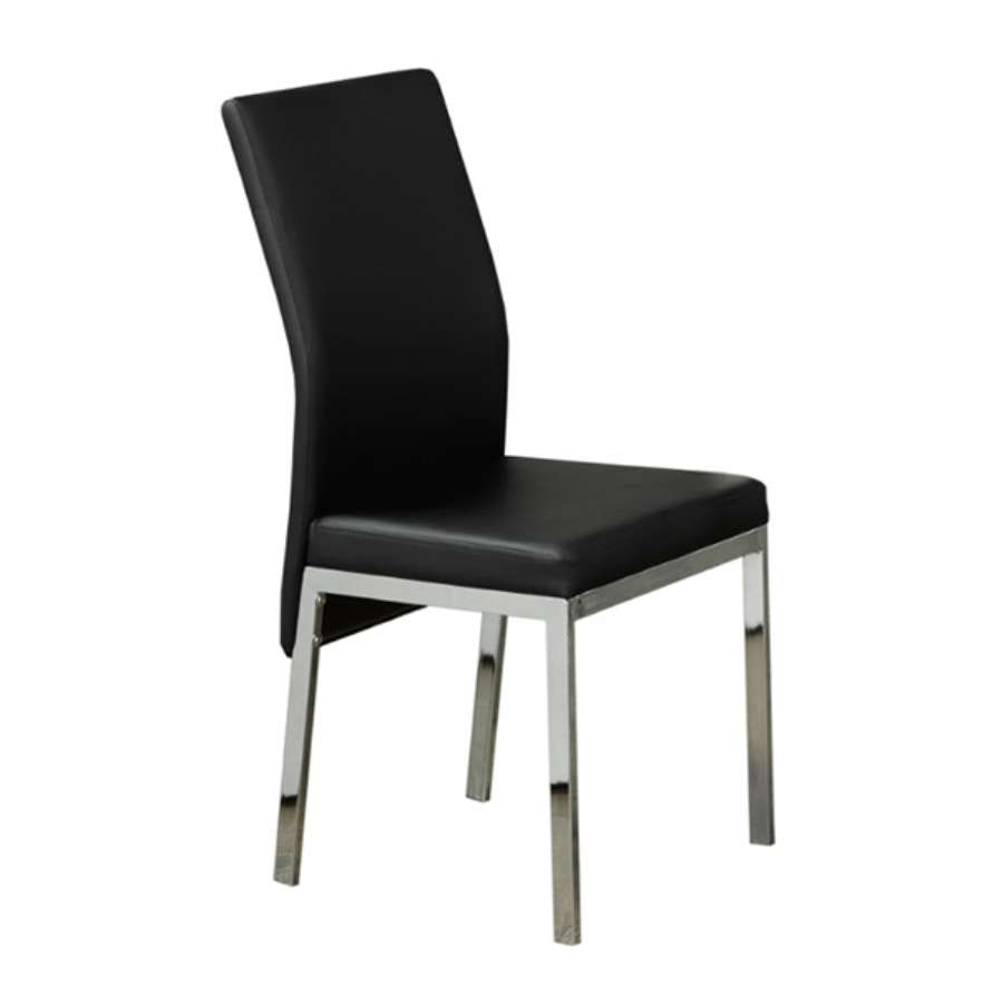 Image of c-5063: 04 black cushion with chrome legs dining chair.