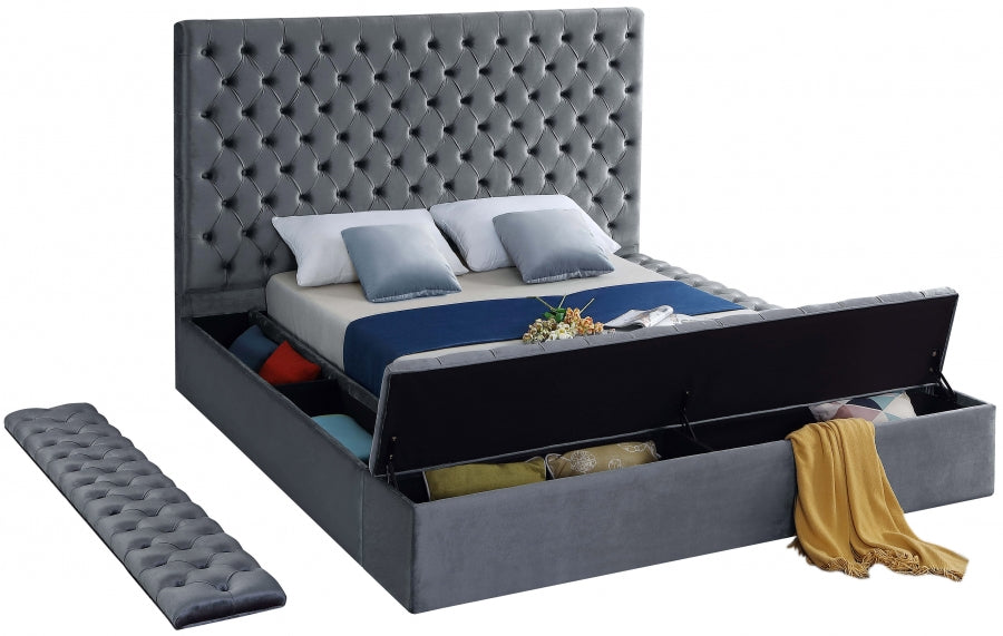 Beige Channel-Tufted Storage Bed with Hydraulic Lift – IF-5790