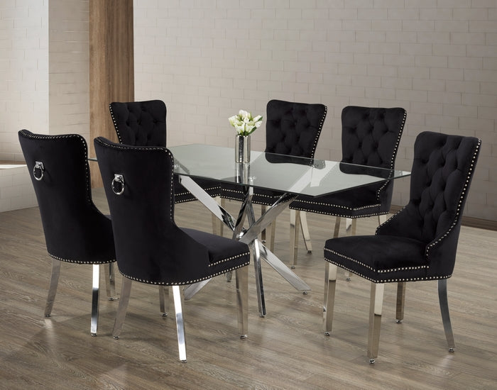 Black Velvet/ Polished Chrome Dinette Set – T-1448 C-1261