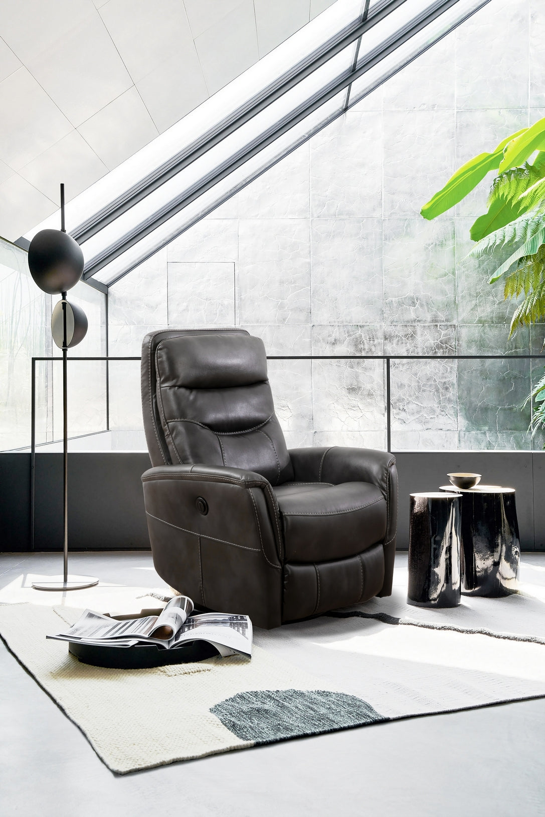 Grey Leather Power Recliner – IF-6302-M Recliner