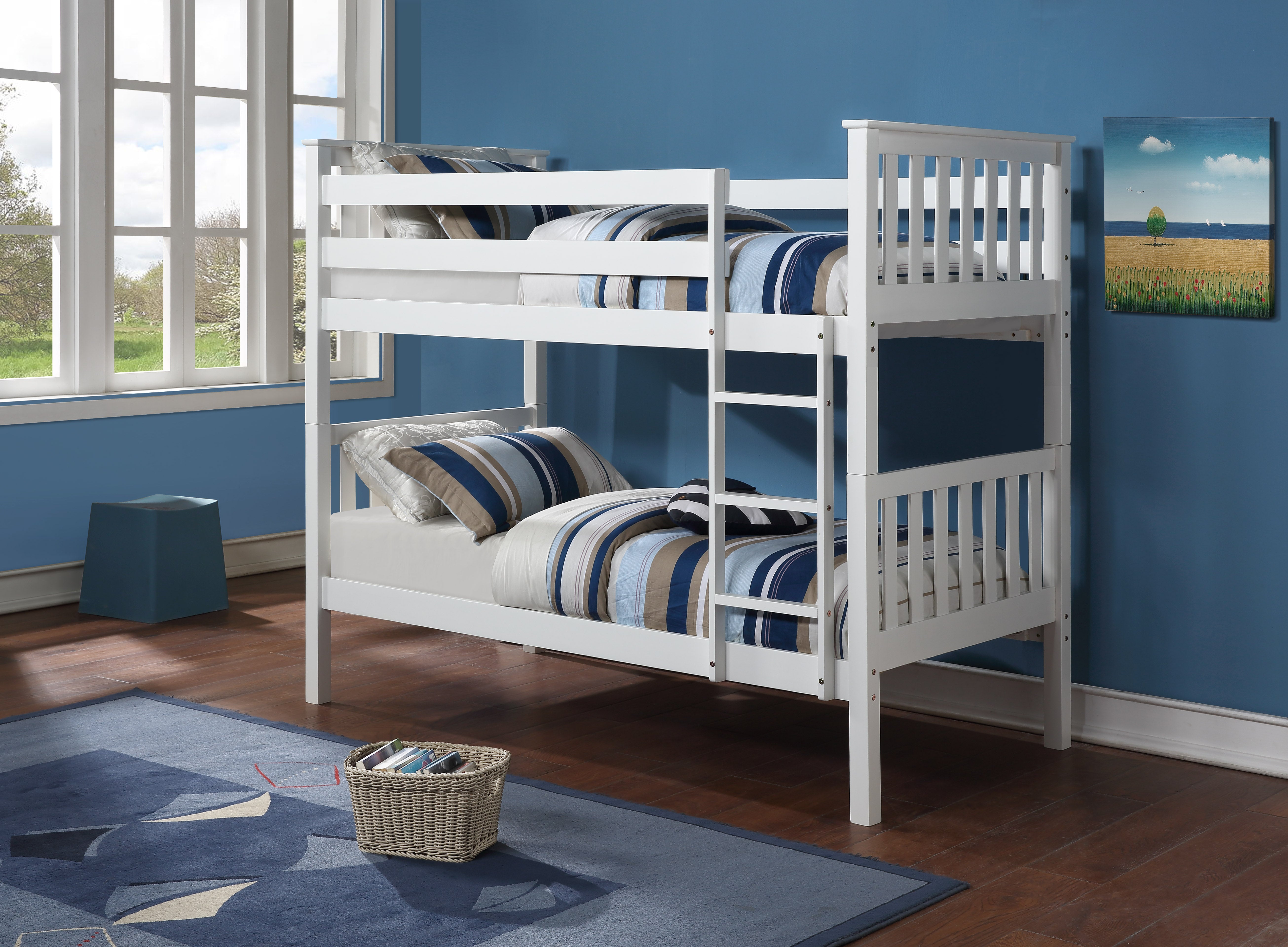 Made from Solid Wood and Wood Veneers Bunk Bed – B-101W (Single/Single)