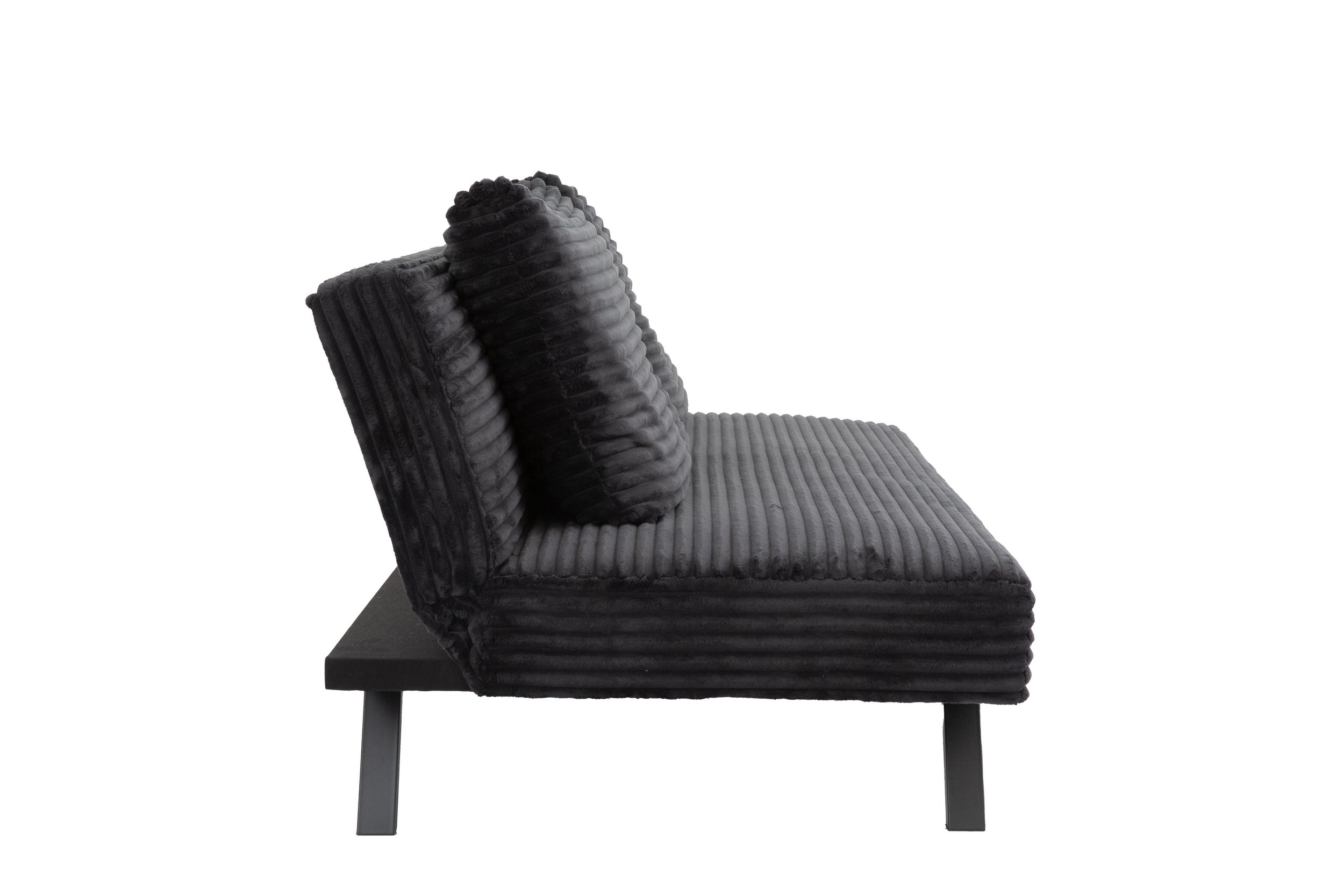 Black Corduroy Sofa Bed with Pillows – IF-8065