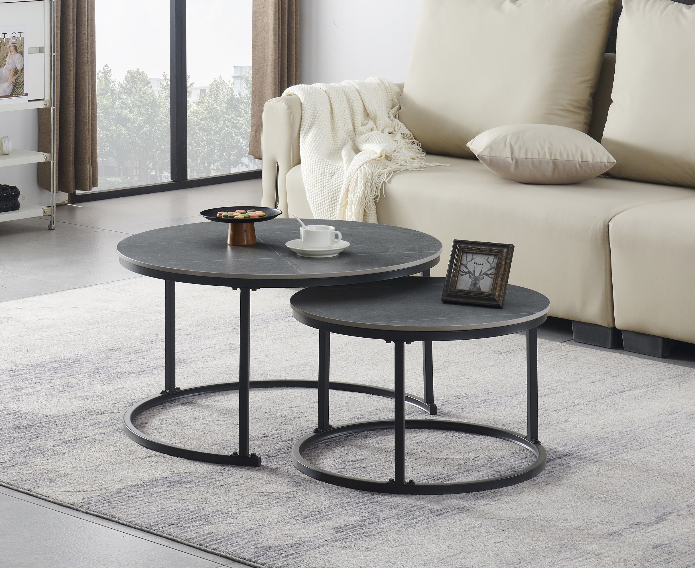 Sintered Stone Armani Marble Top With Black Steel Base Coffee / Side Table – IF-2631
