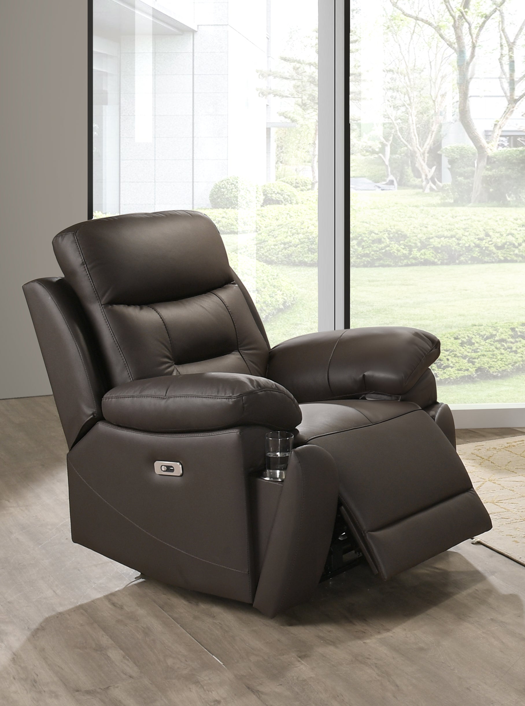 Brown Leather Power Recliner Chair with Cupholders – IF-8160-C Recliner