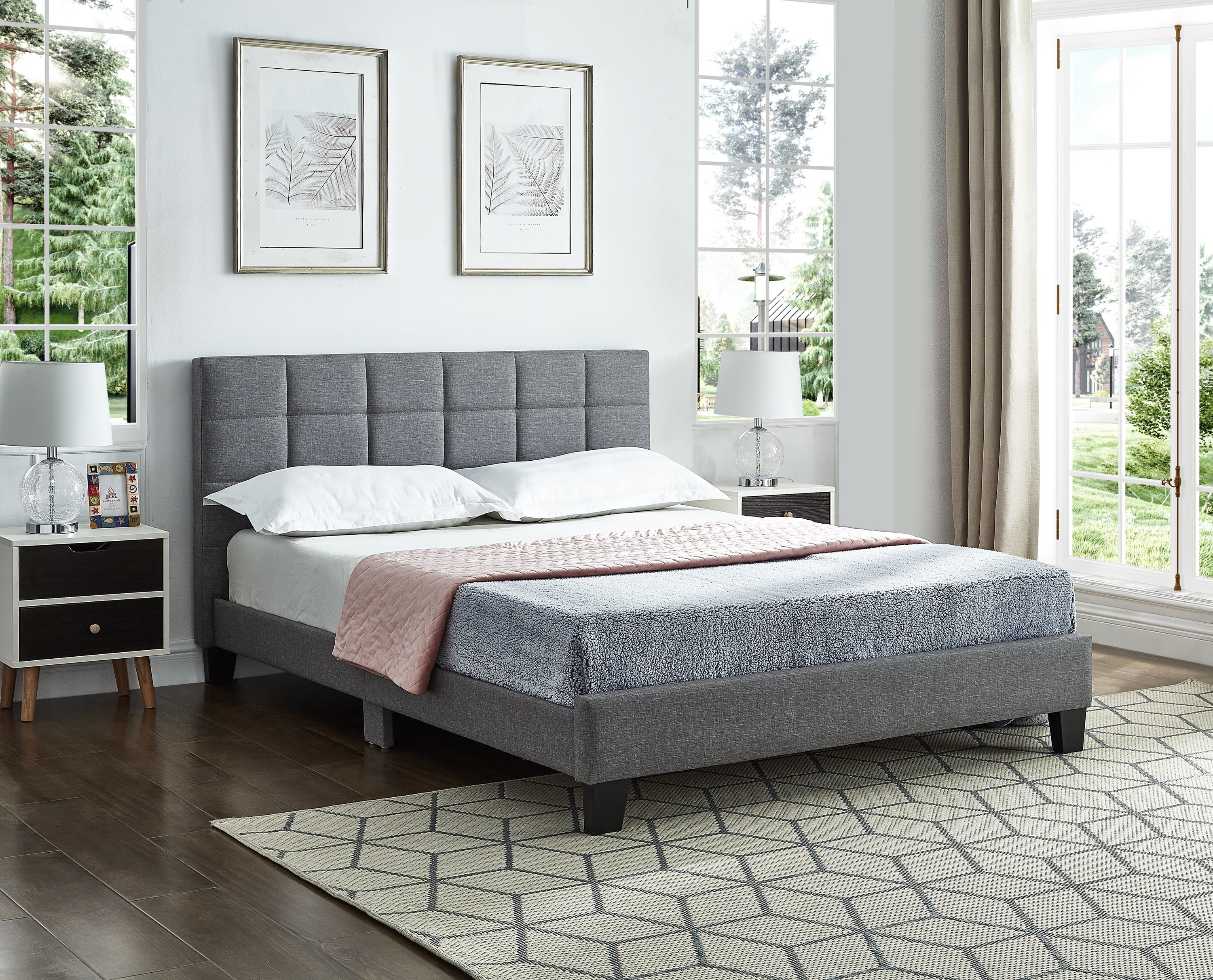 Image of if-5423 - double or queen bed - platform bed includes mattress support.