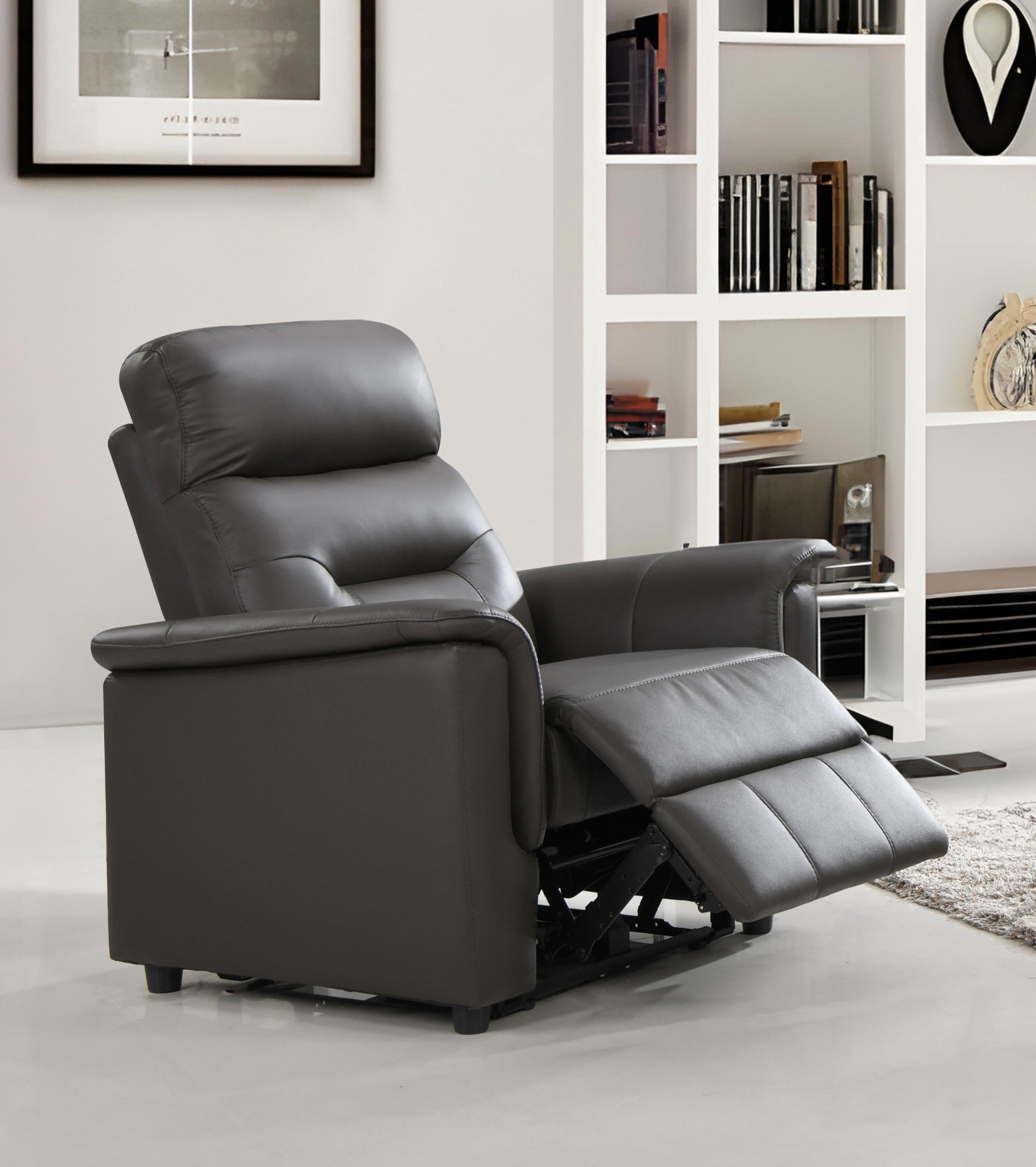 Charcoal Leather Power Recliner Chair – IF-8140 Recliner