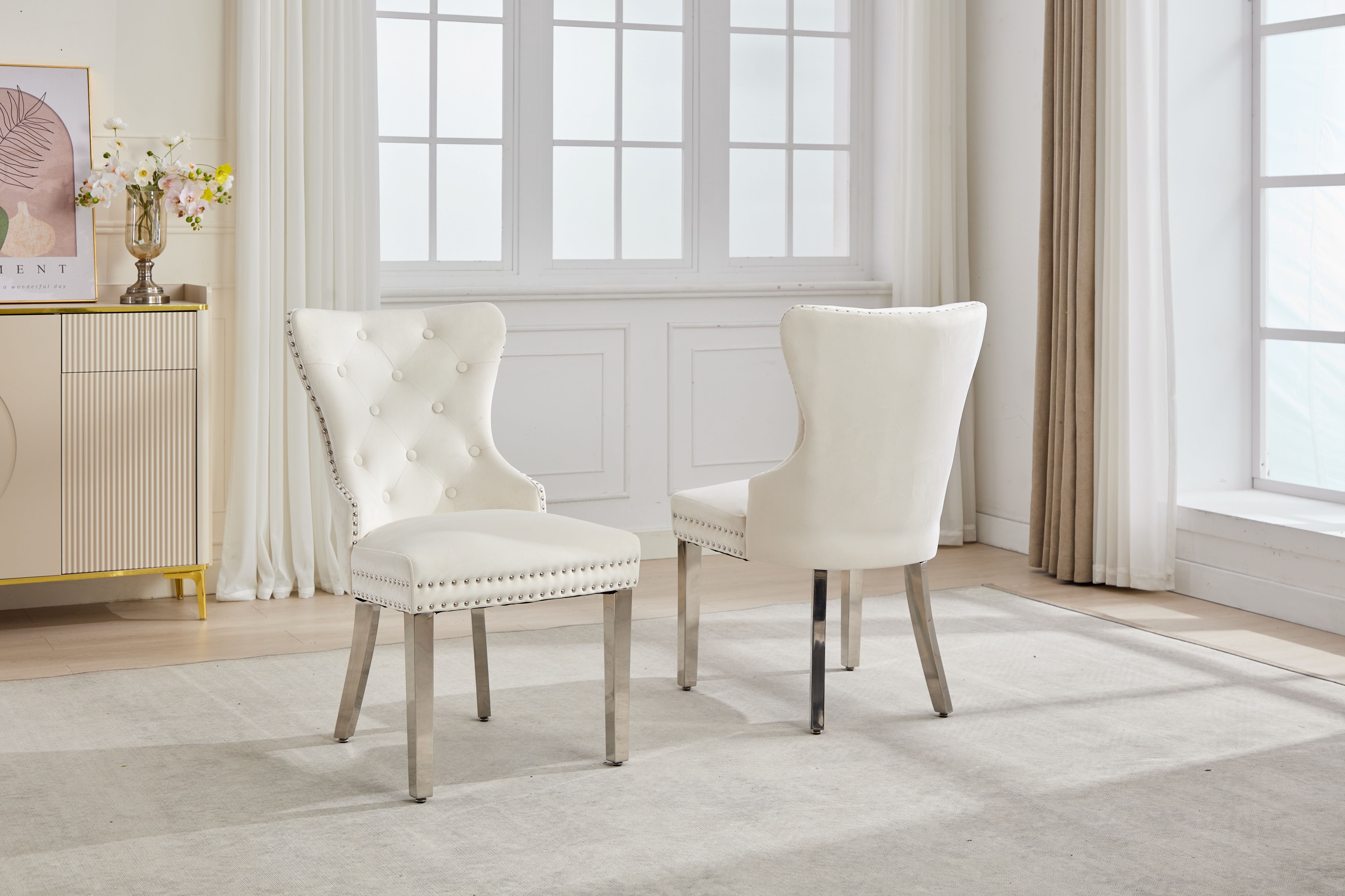 Soft-Touch Cream Velvet Accent Chair – C-1248
