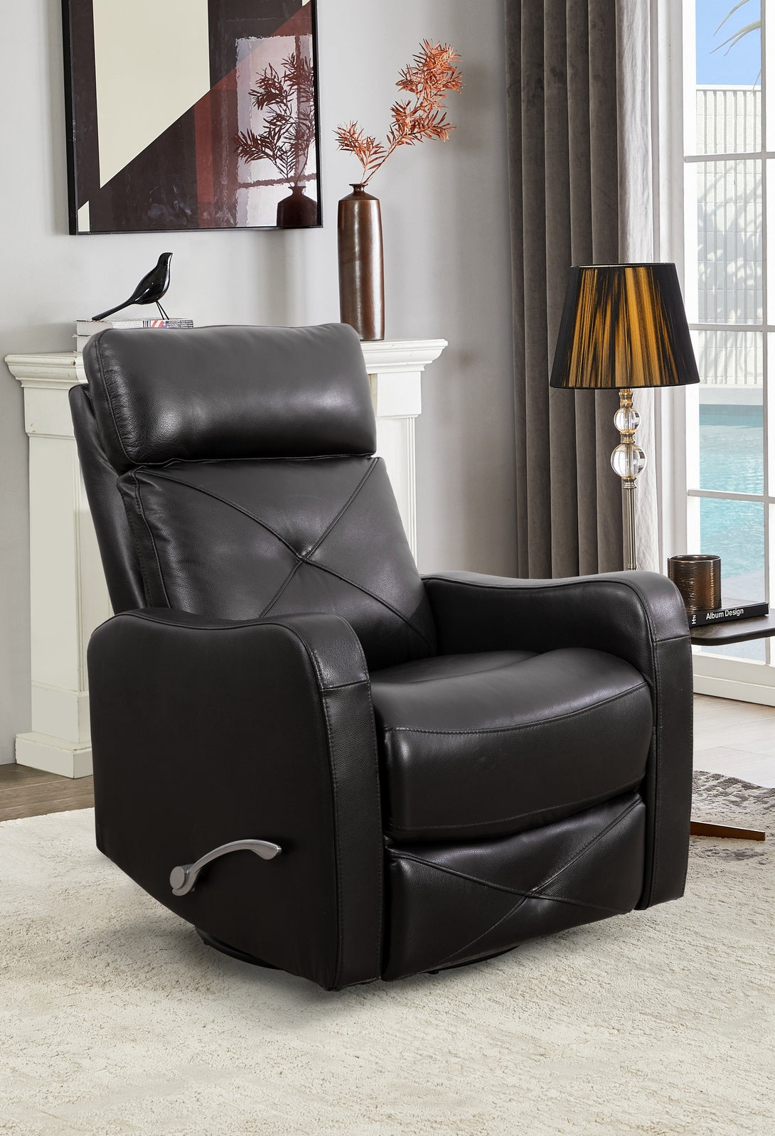 Black Leather Rocker Recliner – IF-6332-M Recliner