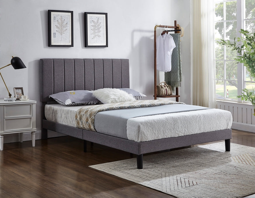 Grey Upholstered Platform Bed – IF-5363