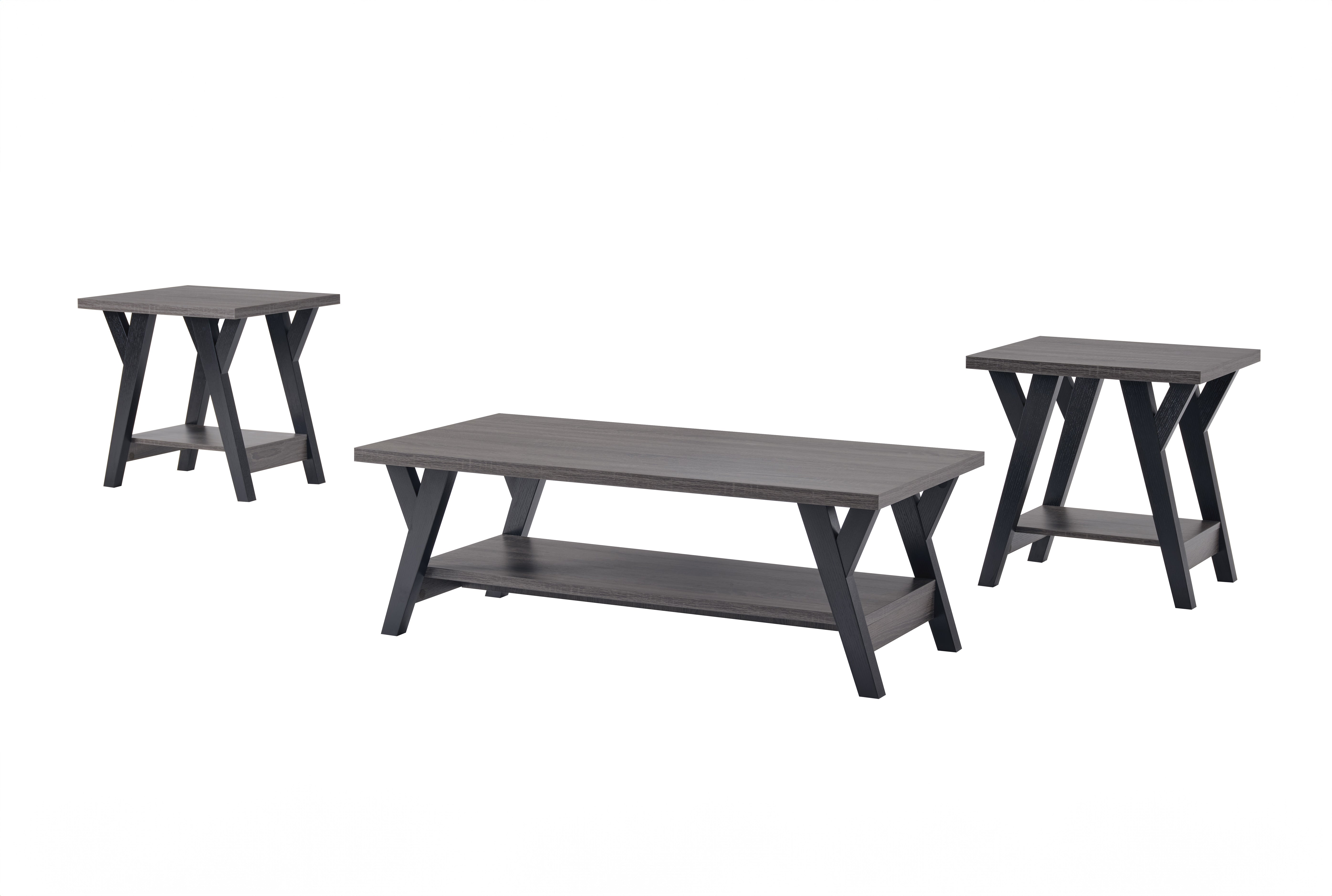 Wooden Top and Shelf with Black Legs Coffee / Side Table – IF-3505