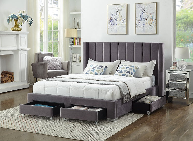 Charcoal Wingback Storage Bed – IF-5310