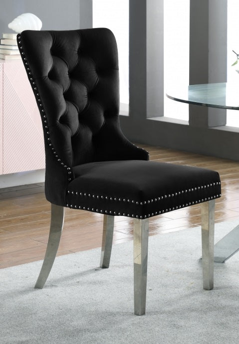 Black Velvet/ Polished Chrome Accent Chair – C-1261
