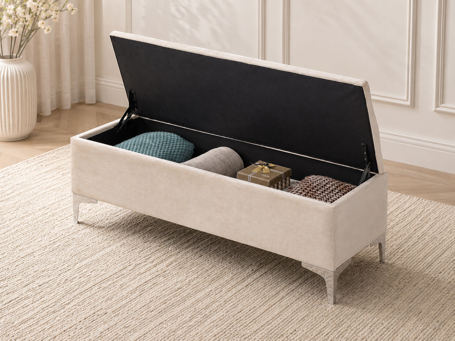 Ivory Tufted Storage Bench – IF-6502