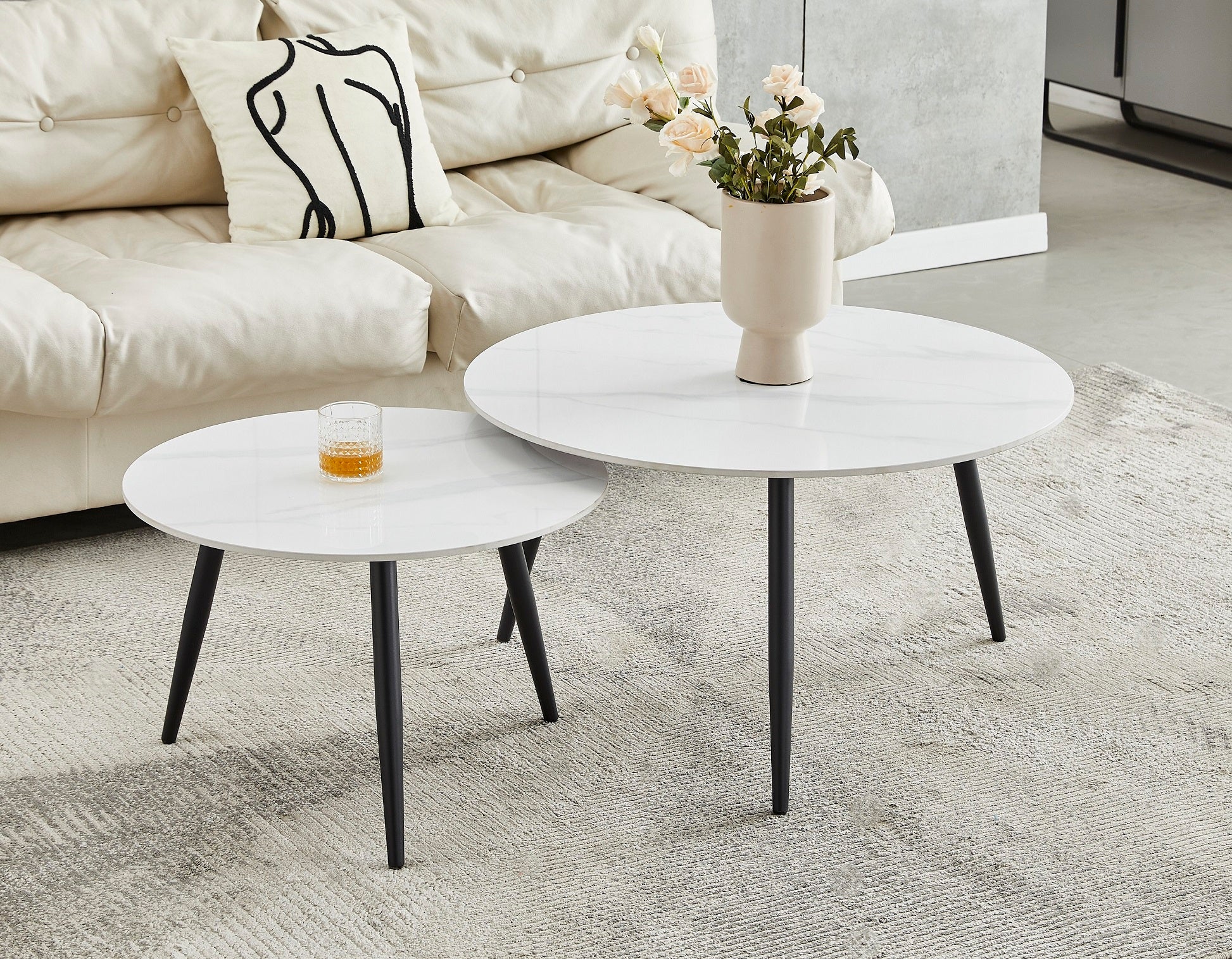 Snowy WhiteSintered Stone Marble Top Coffee / Side Table – IF-2210
