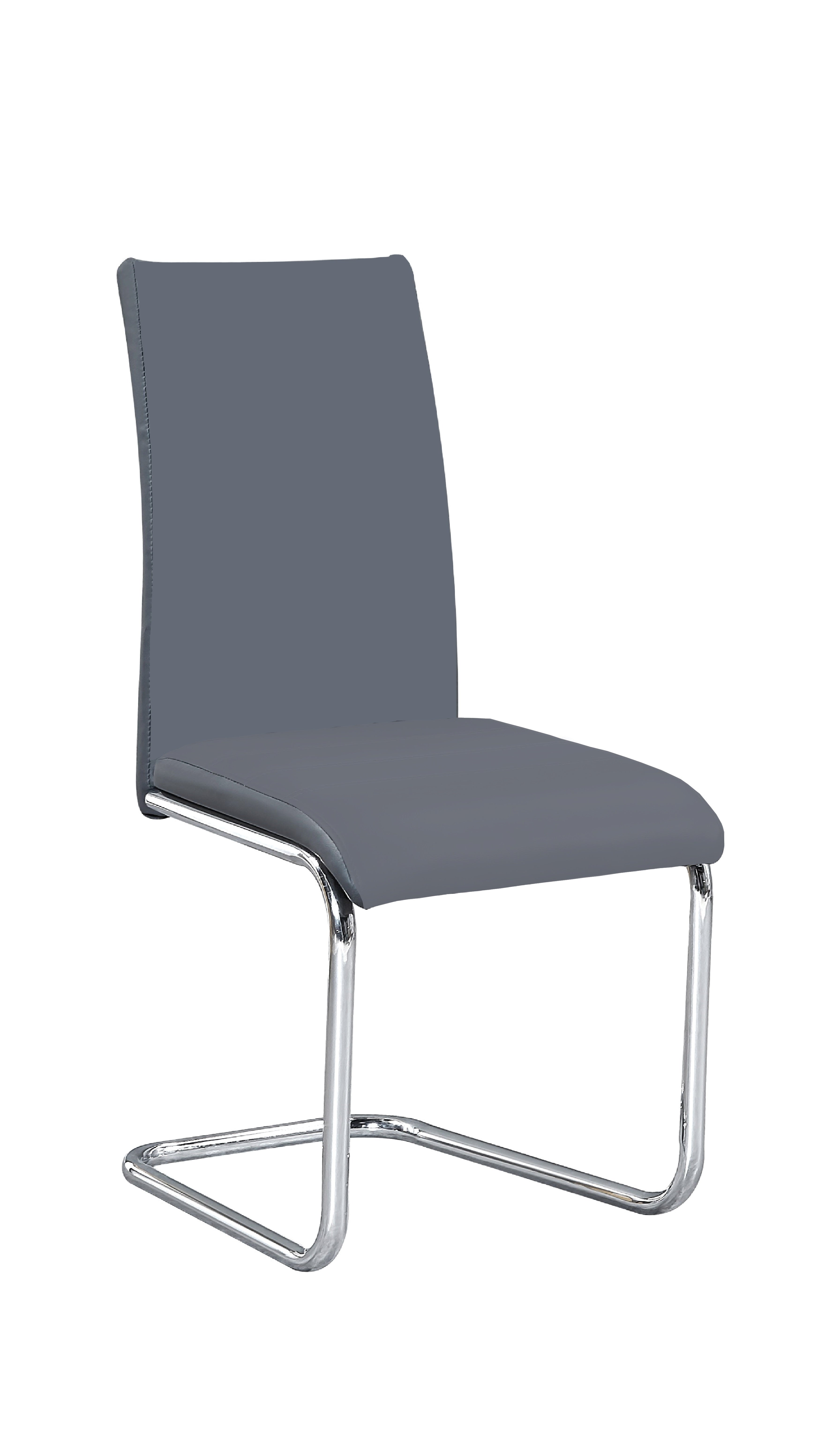 Grey Faux Leather Dining Chair with Chrome Legs – C-1873