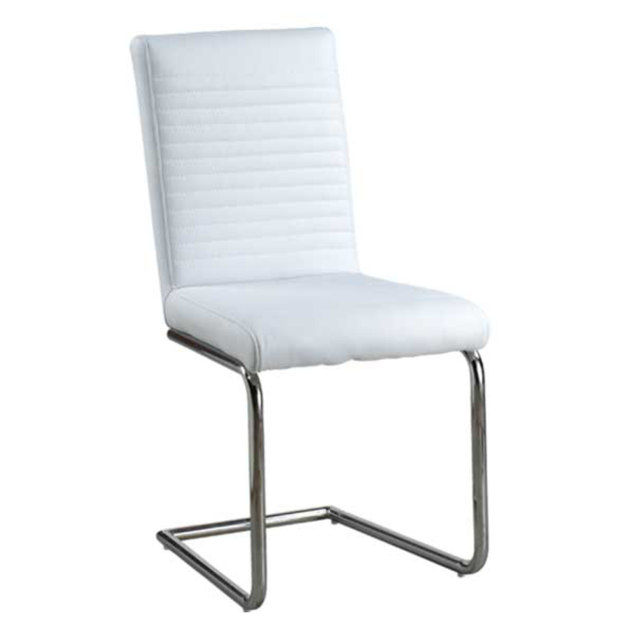 White Faux Leather Dining Chair with Chrome Cantilever Legs – C-1040W