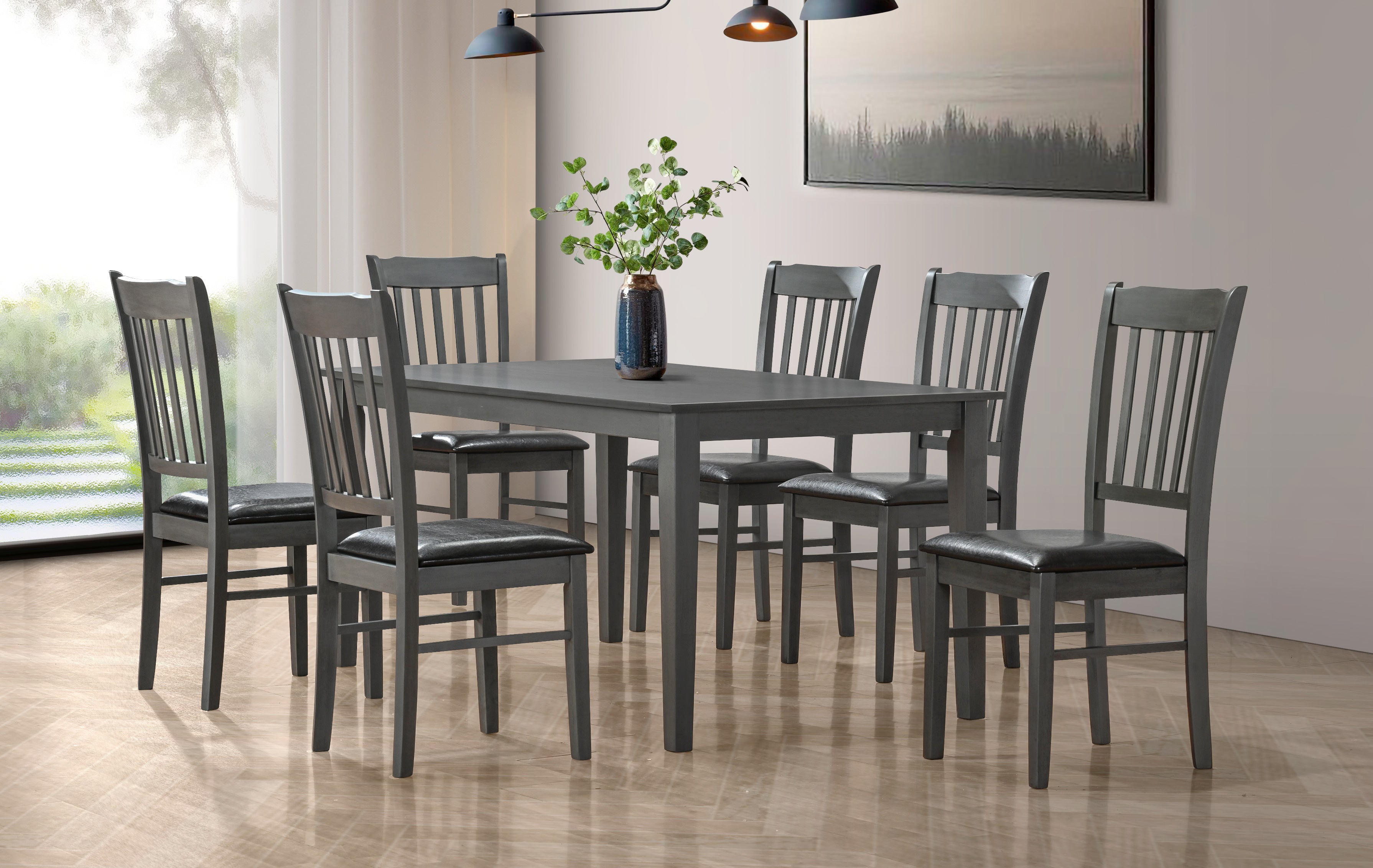 Black PU Upholstered Cushion Seats Dinette Set – T-1030 C-1032