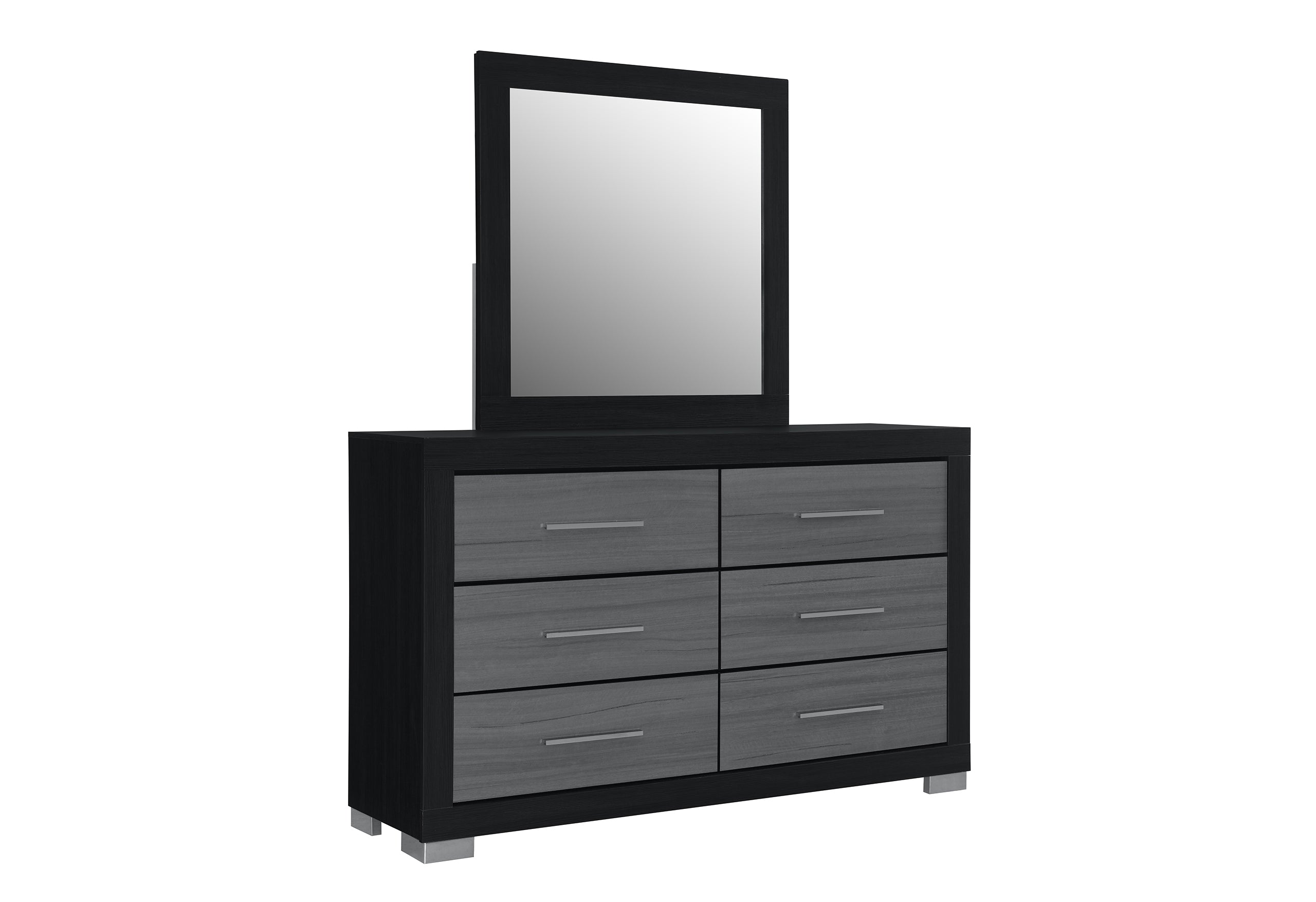 Platform Bed (No Box Required) Bedroom Set – Emma (Black-Grey)