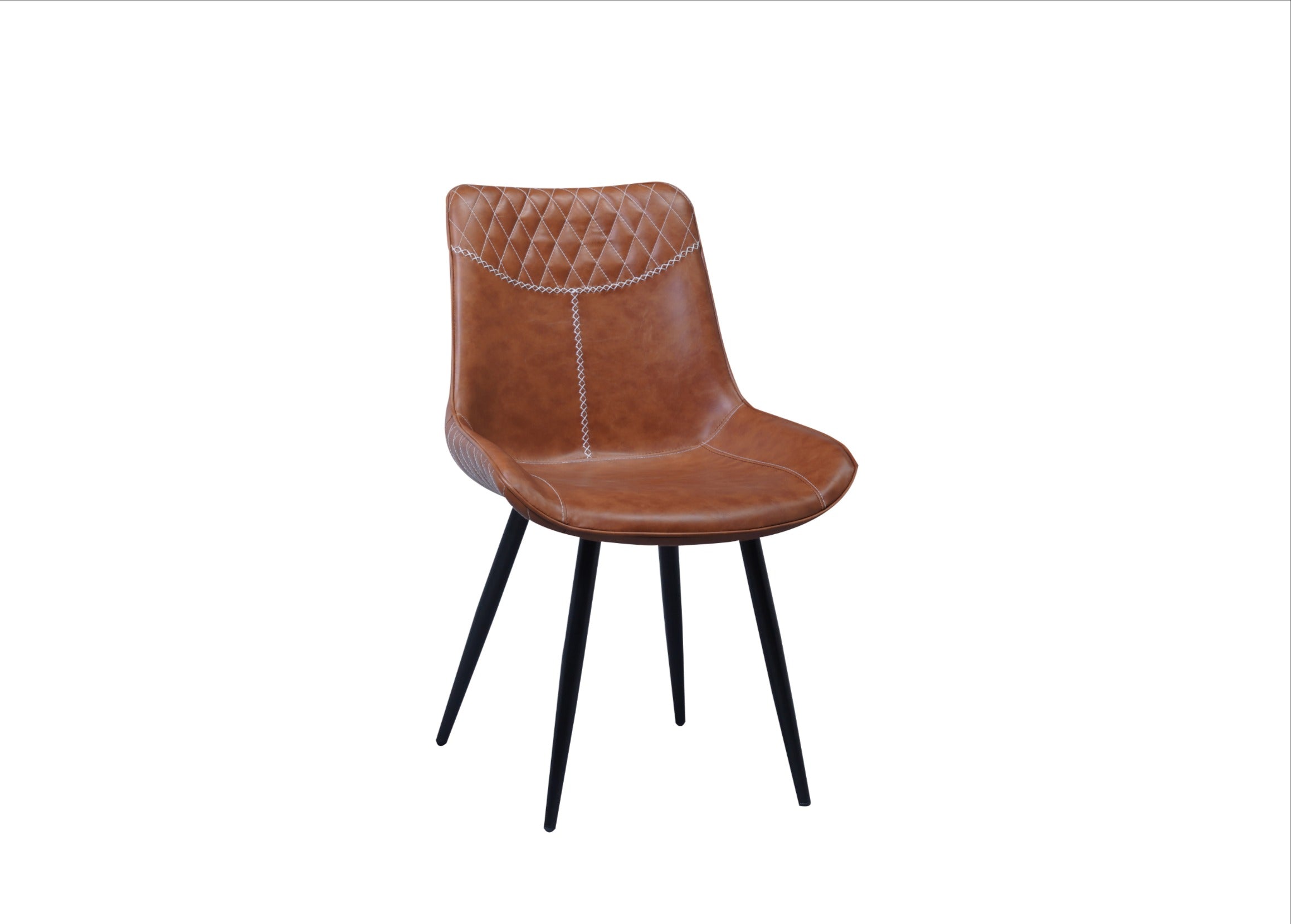 Image of c-1825: 02 brown pu seat with black legs dining chair.