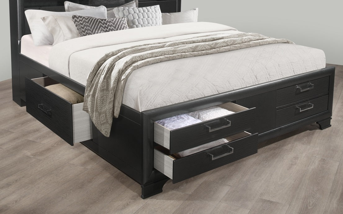 Ava 'Jordyn' Grey Storage Bedroom Set with LED Lighting – Ava - Jordyn (Grey)