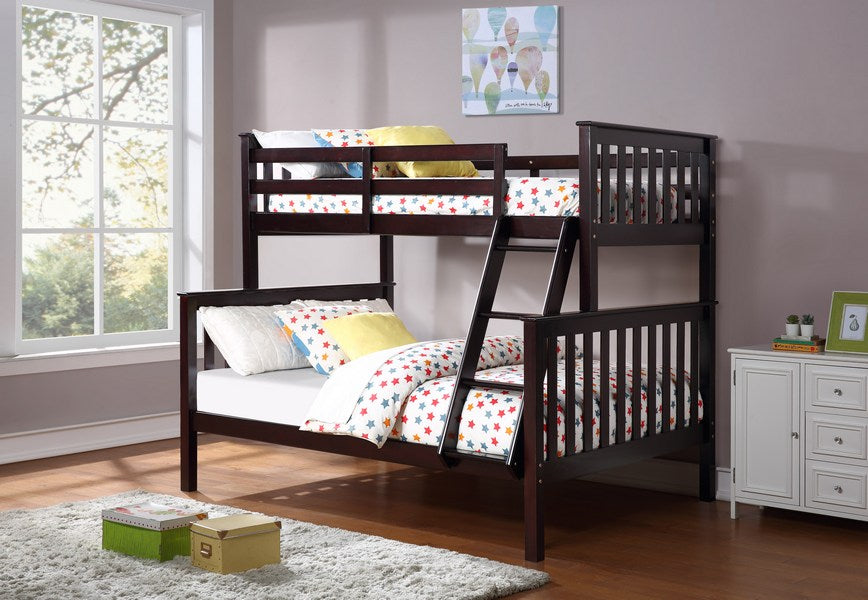Made from Solid Wood and Wood Veneers Bunk Bed – B-102E (Single/Double)