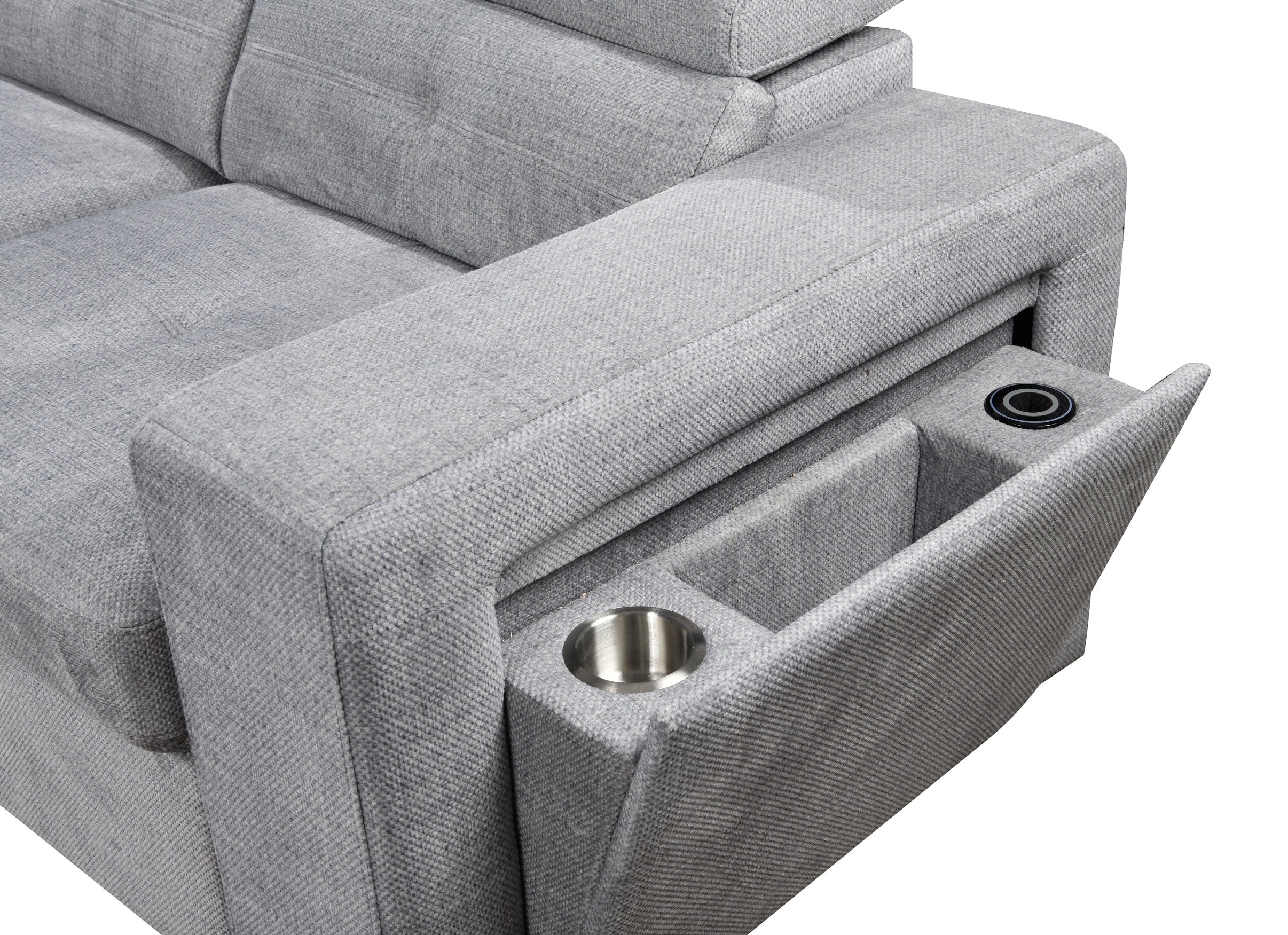 Light Grey Tufted U-Shape Sectional Sofa with Storage – IF-9080 LHF