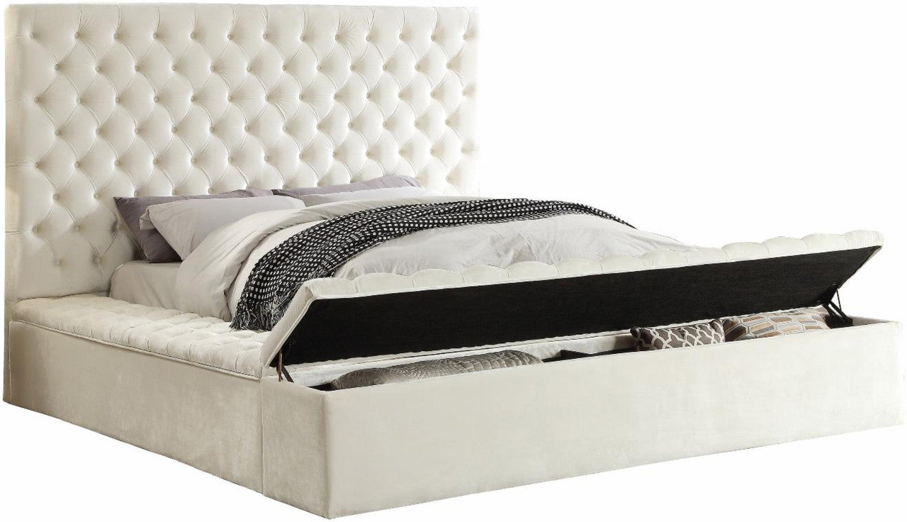 Grey Tufted Storage Bed with Hydraulic Lift – IF-5792